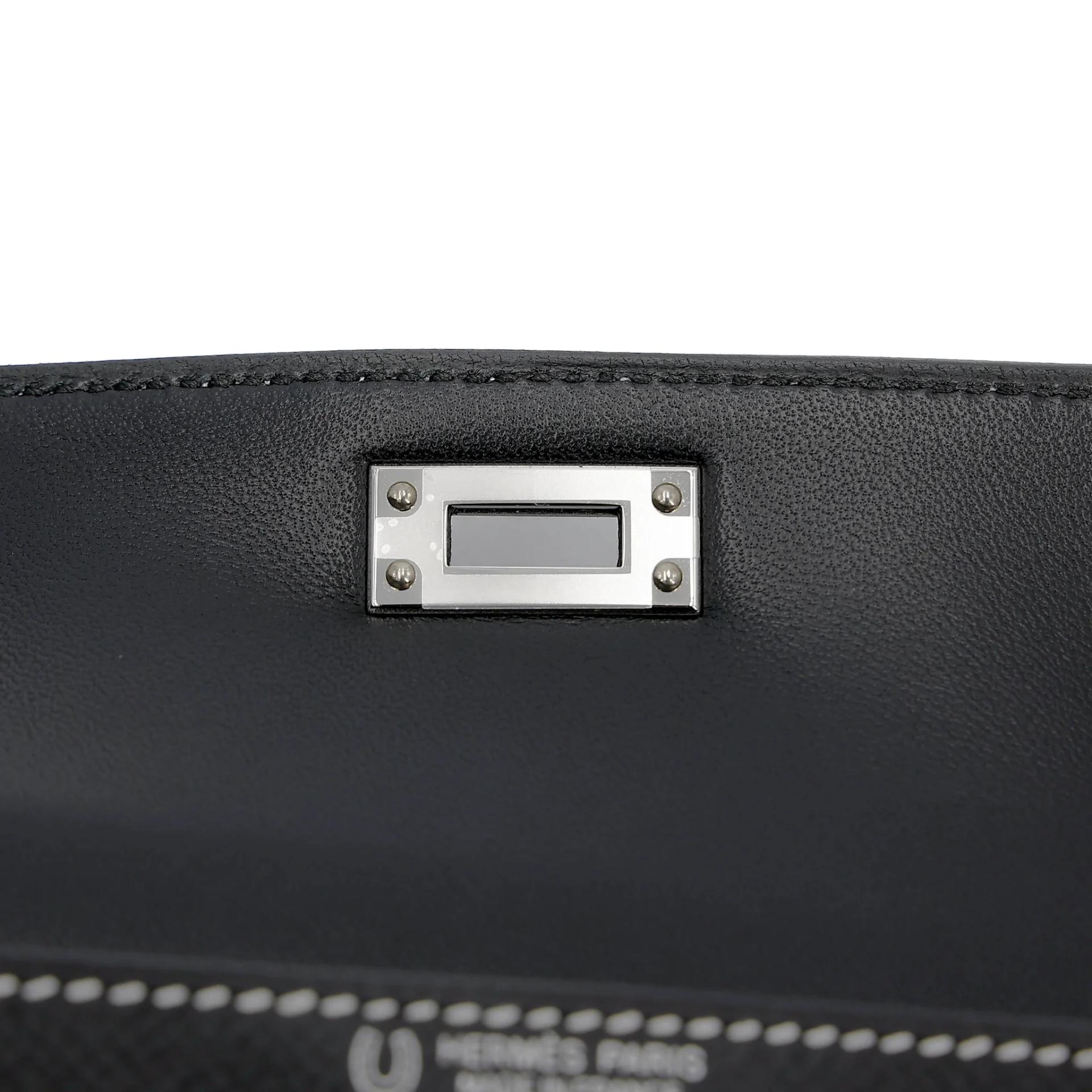 Brand New ( Rank N ) HERMÈS Mini Kelly II HSS Noir (89) Epsom Palladium hardware G (2026) - 11