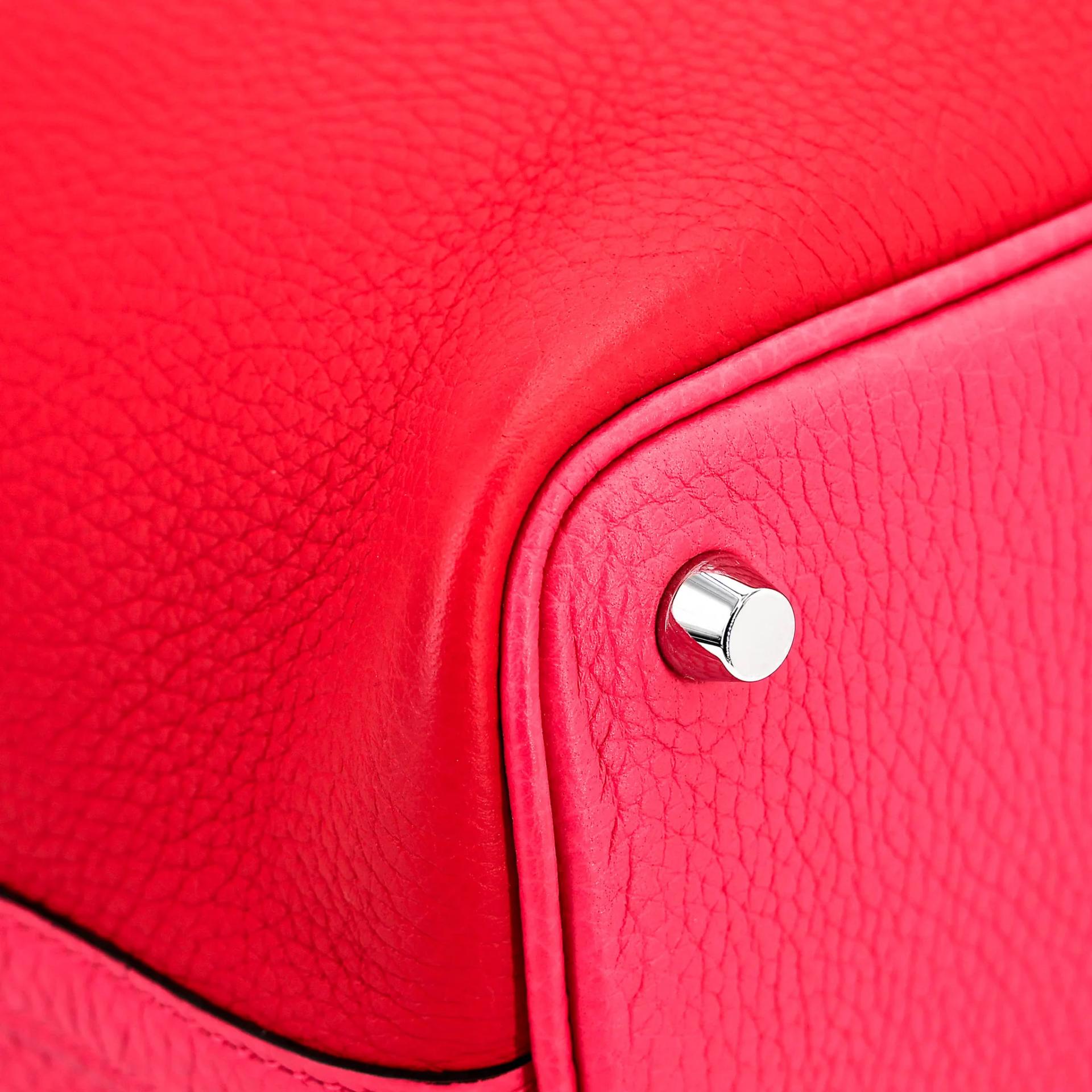 Very Good ( Rank A) HERMÈS Picotin Lock PM Rouge Rose Extreme (I6) Bleu Zanzibar (B3) Clemence Palladium hardware U (2022) - 8