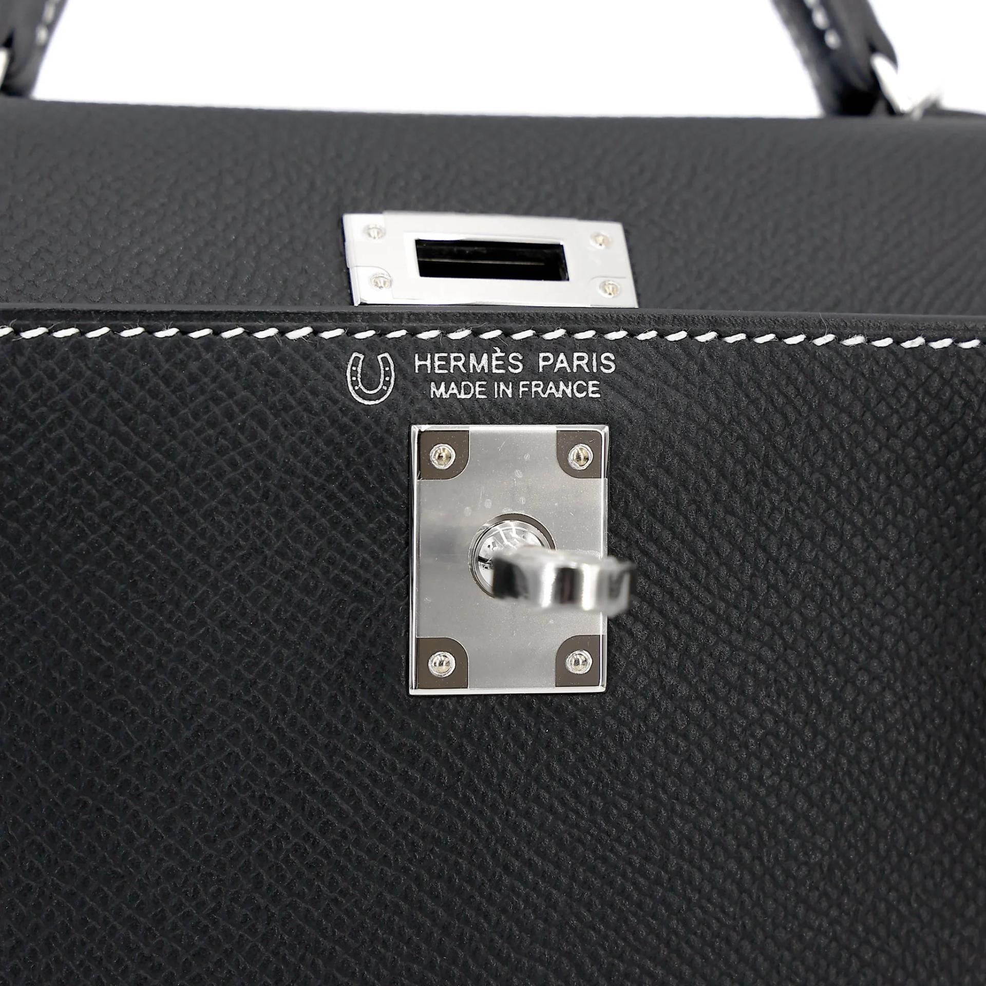 Brand New ( Rank N ) HERMÈS Mini Kelly II HSS Noir (89) Epsom Palladium hardware G (2026) - 13