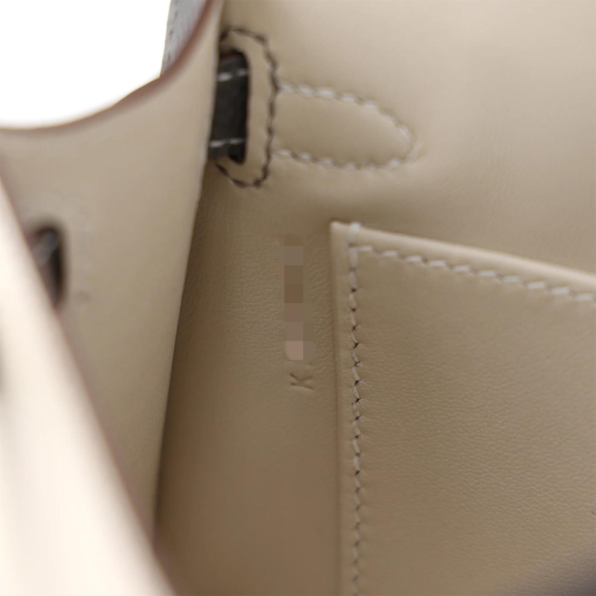 Brand New ( Rank N ) HERMÈS Special Order Mini Kelly II HSS Craie (10) Gris Meyer (0L) Epsom Permabrass hardware K (2025) - 15