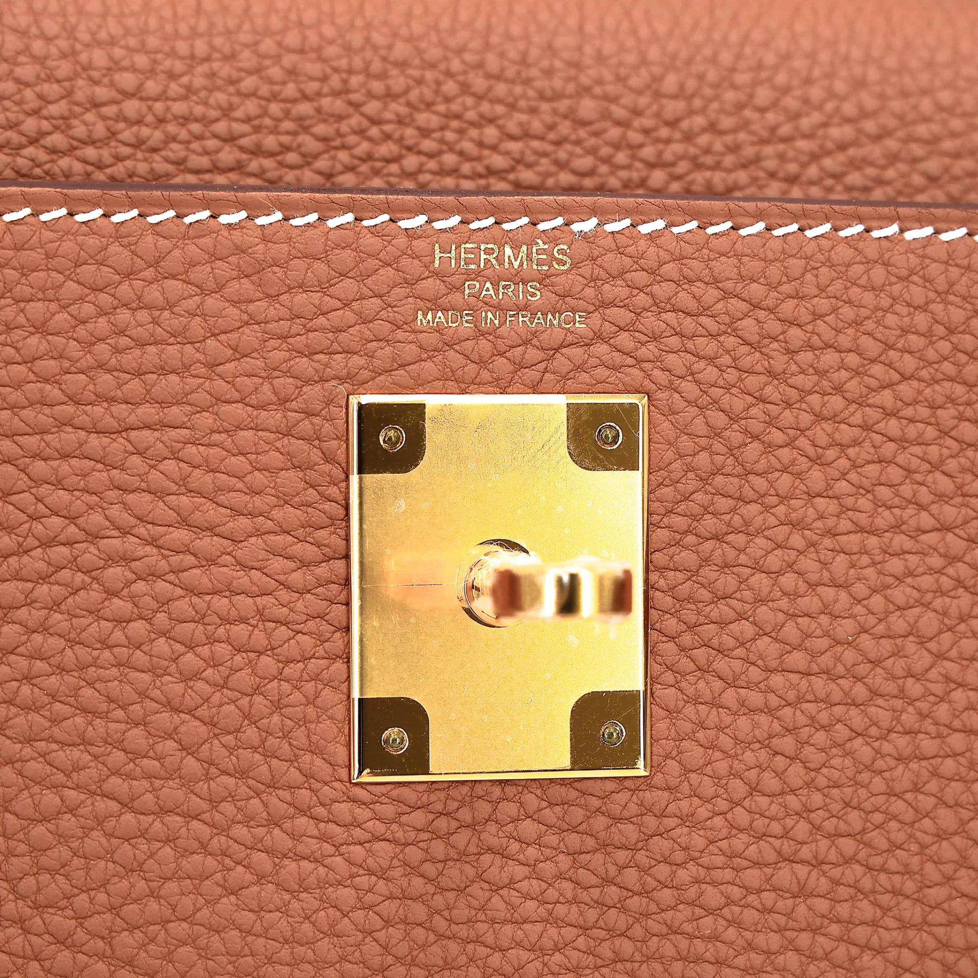 Unused ( Rank NS ) HERMÈS Kelly 28 Gold (37) Togo Gold hardware B (2023) - 14