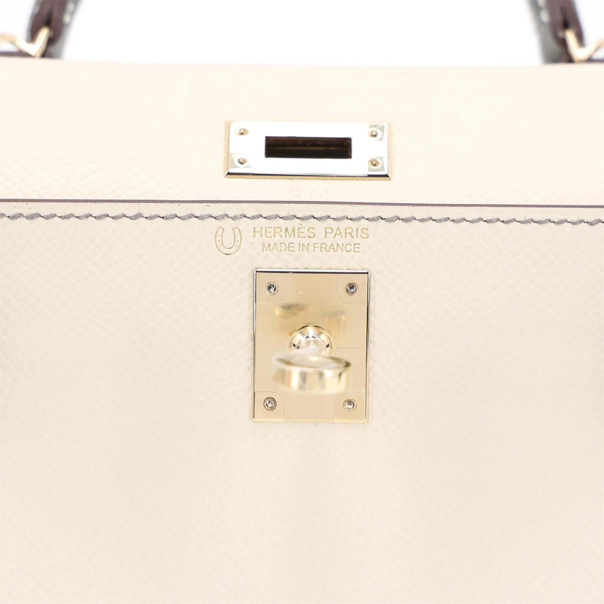 Brand New ( Rank N ) HERMÈS Special Order Mini Kelly II HSS Craie (10) Gris Meyer (0L) Epsom Permabrass hardware K (2025) - 11