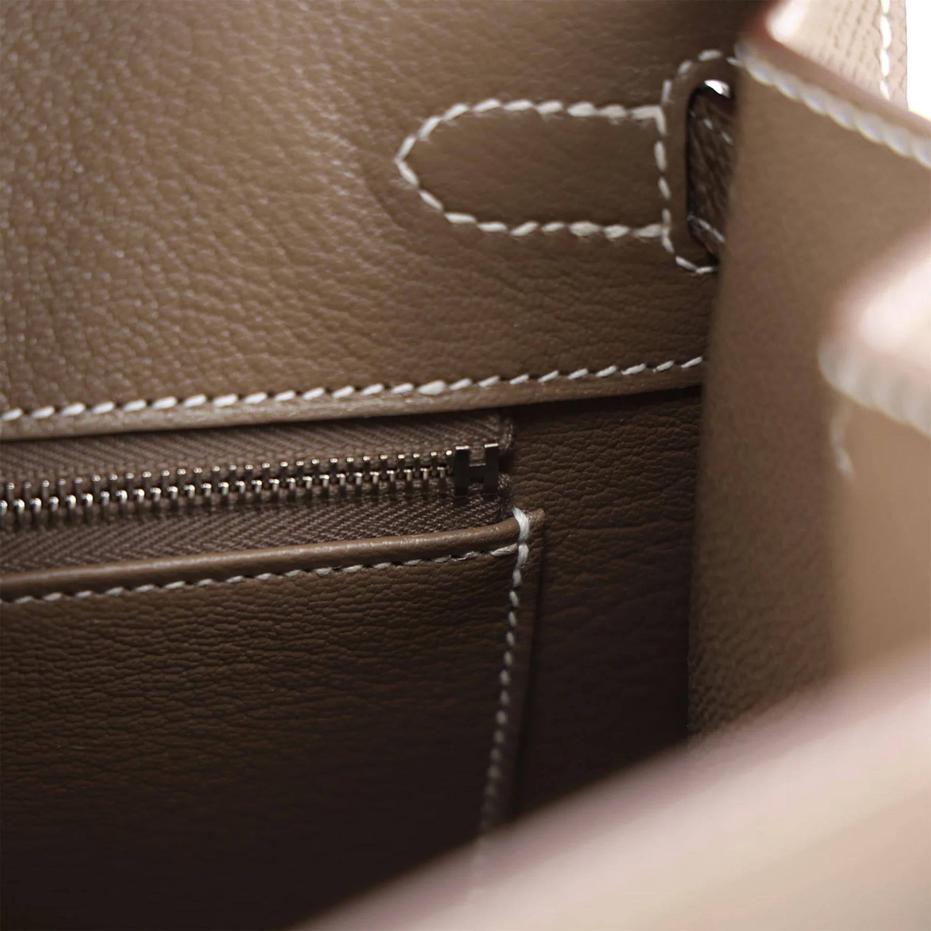 Unused ( Rank NS ) HERMÈS Birkin 25 sellier Etoupe (18) Epsom Palladium hardware W (2024) - 15