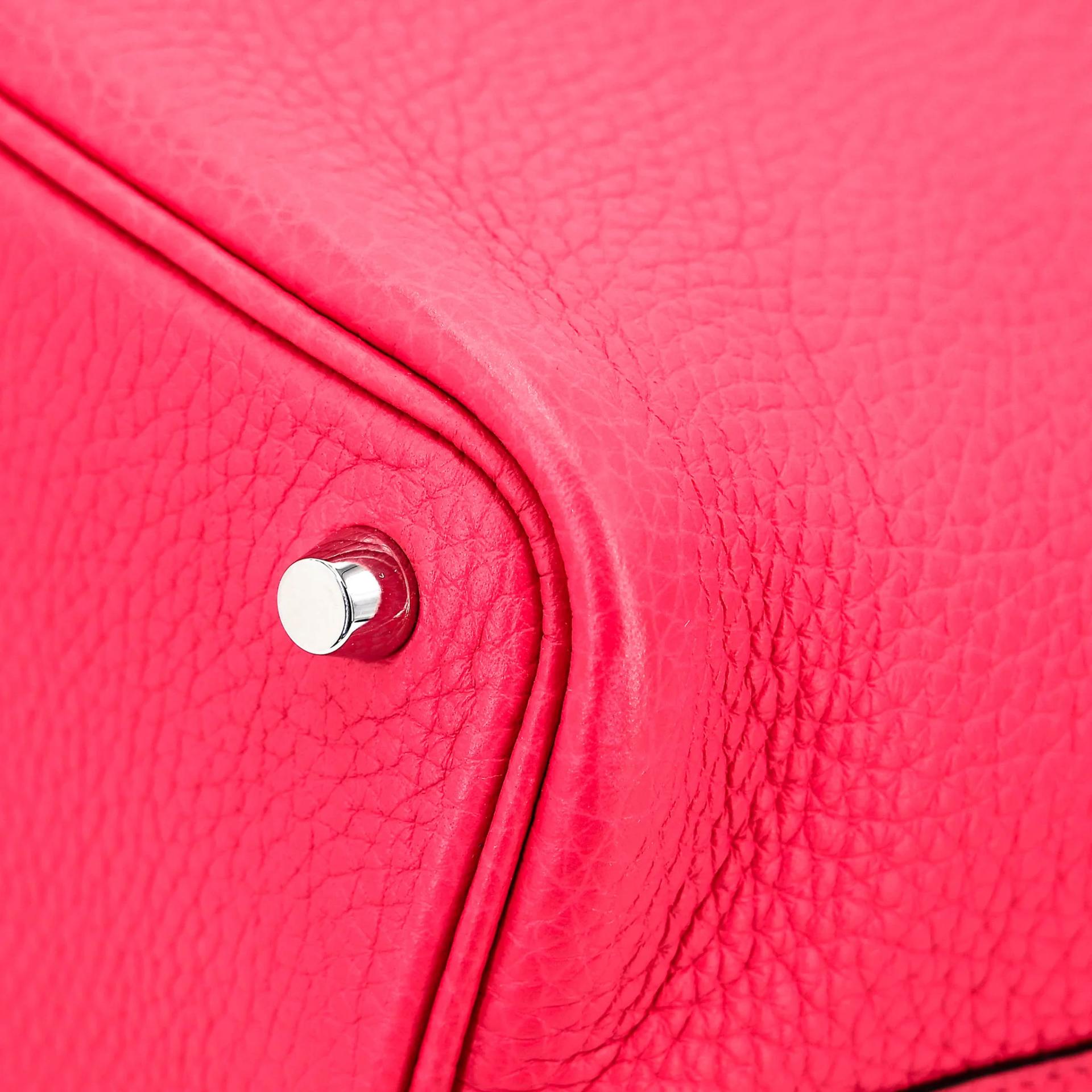 Very Good ( Rank A) HERMÈS Picotin Lock PM Rouge Rose Extreme (I6) Bleu Zanzibar (B3) Clemence Palladium hardware U (2022) - 9