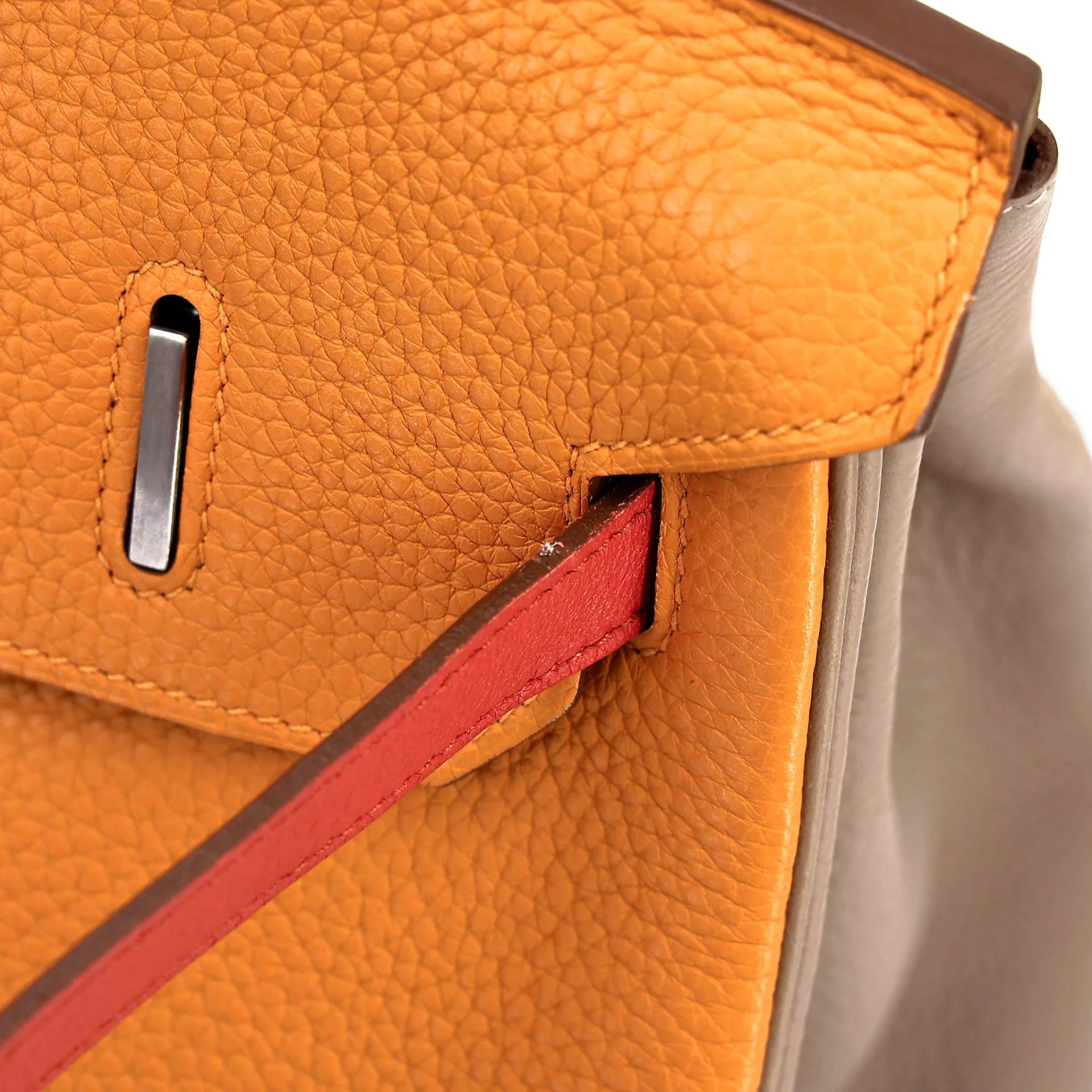 Very Good ( Rank A) HERMÈS Limited Edition Birkin 35 Casaque Gris Tourterelle (81) Sanguine (9M) Moutarde (9U) Clemence Swift Brushed Palladium Square Q (2013) - 17