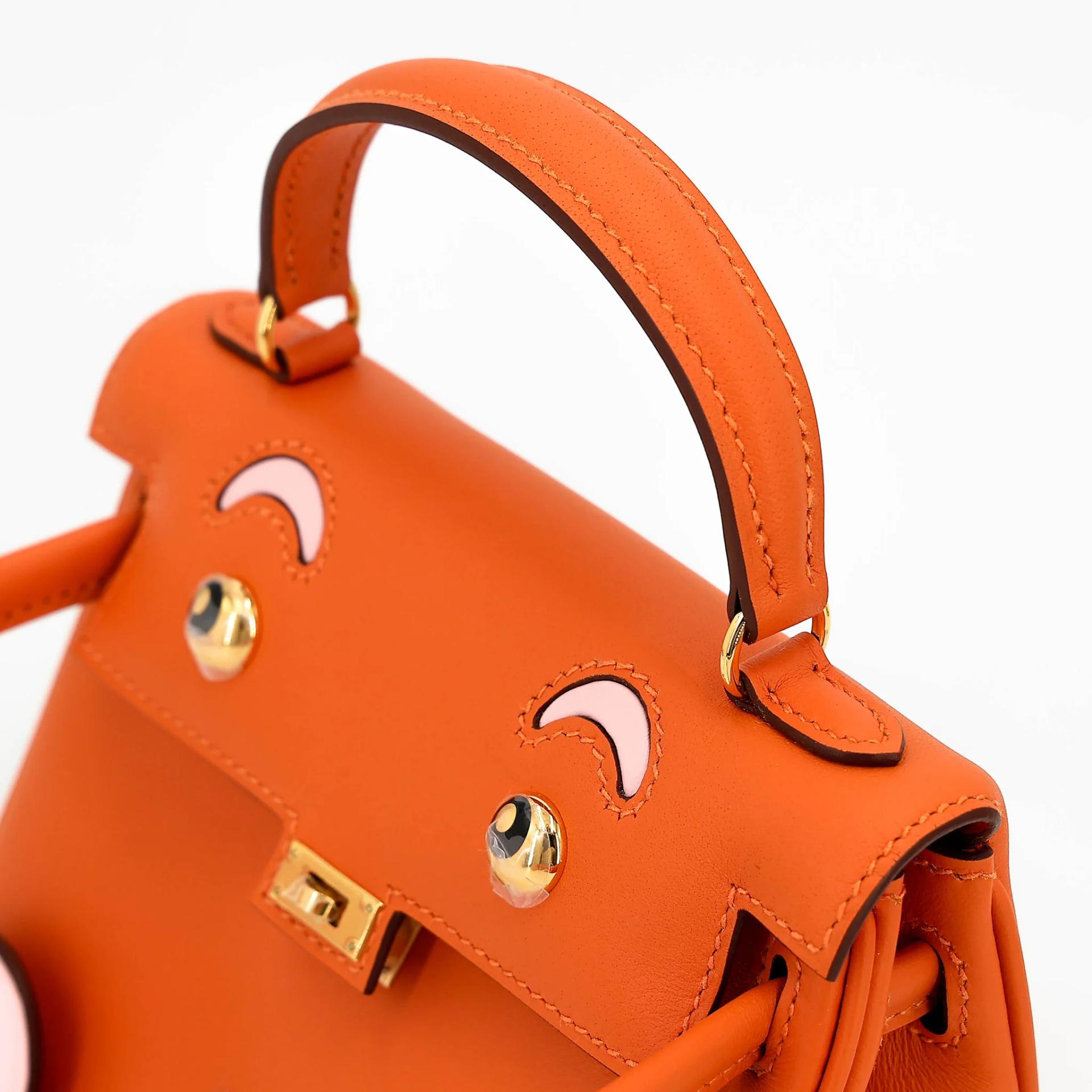 ランク NS 未使用品 HERMÈS エルメス 限定品 ケリードール オレンジ (93) ローズサクラ (3Q) スイフト ゴールド金具 W刻印 (2024) - 3