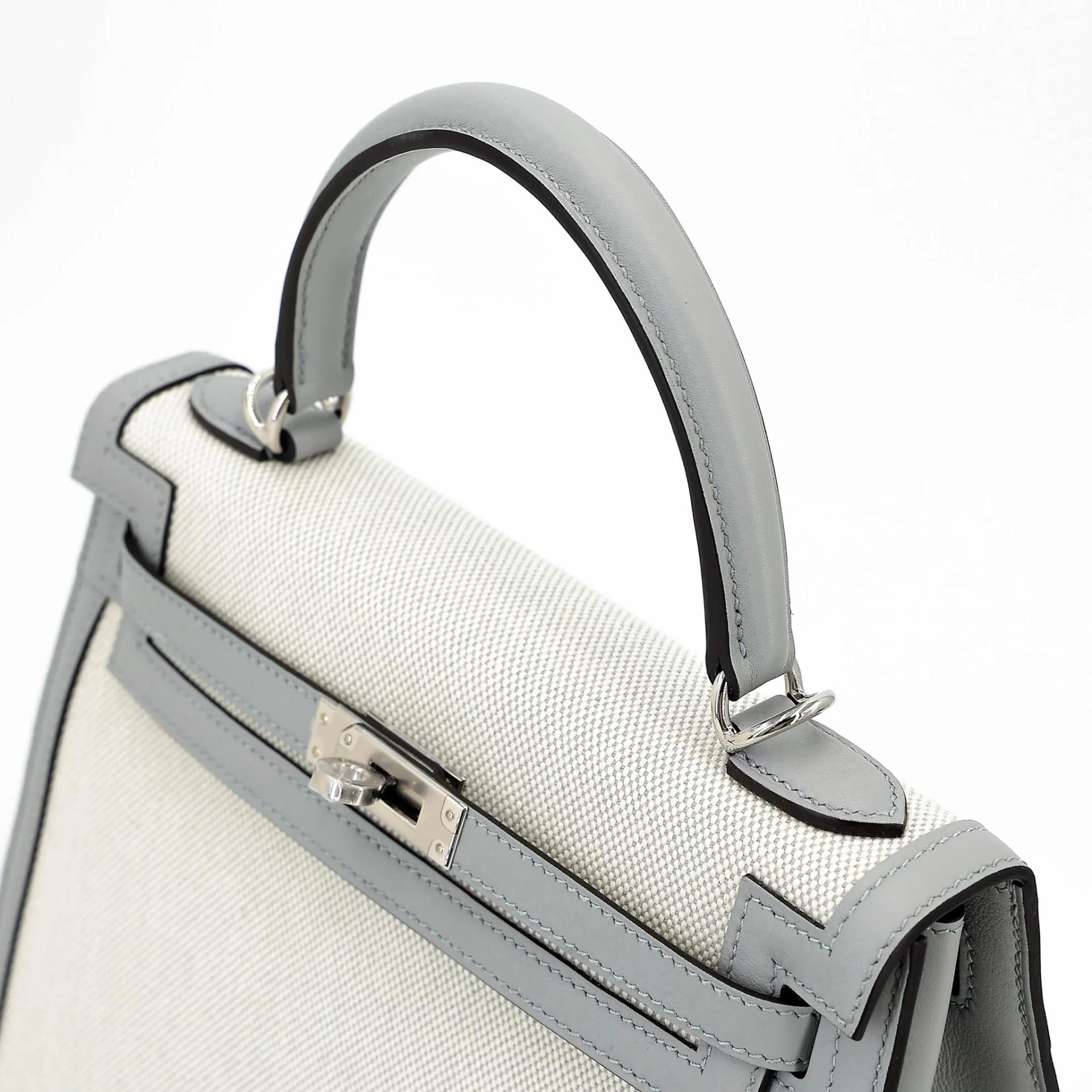 ランク N 新品 HERMÈS エルメス ケリー25 セリエ ブルーグラシエ (8U) トワルアッシュ スイフト シルバー金具 K刻印 (2025) - 3