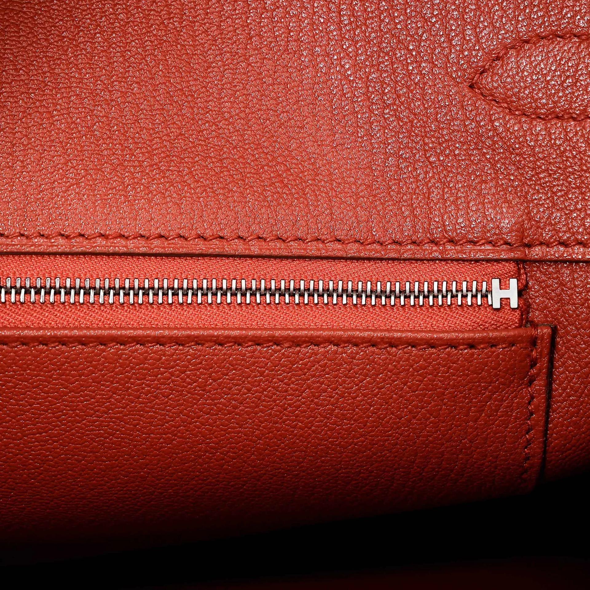 Very Good ( Rank A) HERMÈS Limited Edition Birkin 35 Casaque Gris Tourterelle (81) Sanguine (9M) Moutarde (9U) Clemence Swift Brushed Palladium Square Q (2013) - 24