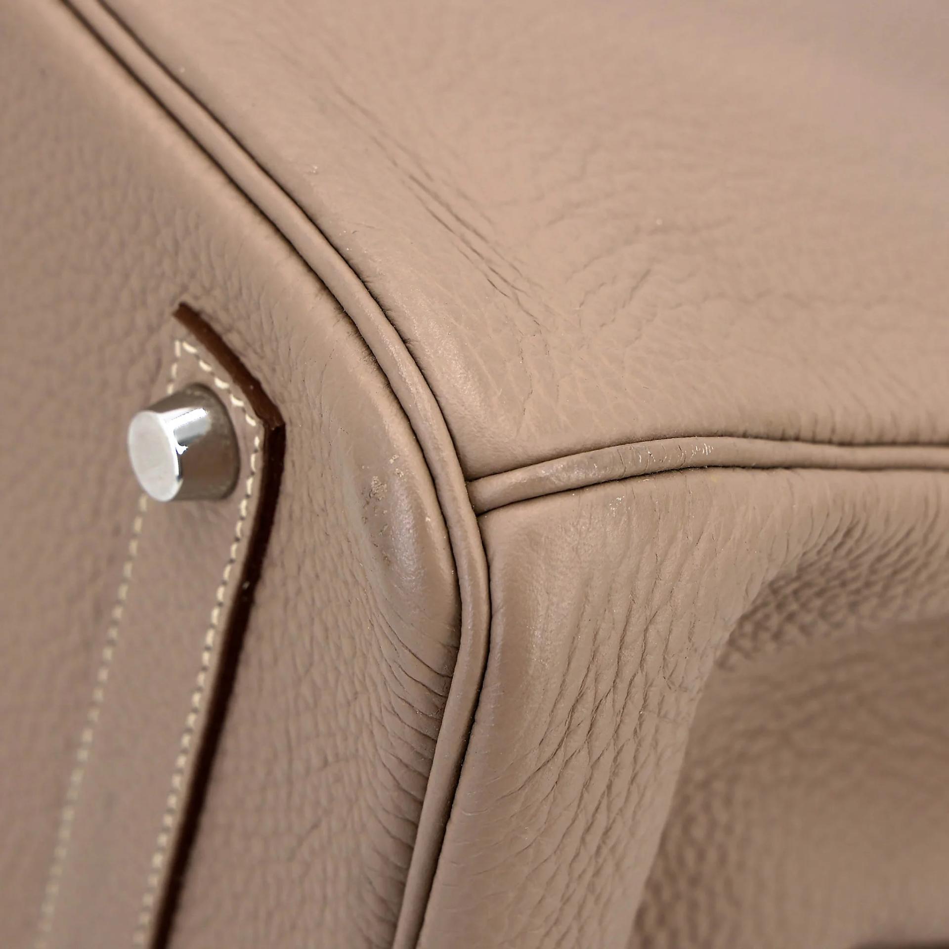 Very Good ( Rank A) HERMÈS Limited Edition Birkin 35 Casaque Gris Tourterelle (81) Sanguine (9M) Moutarde (9U) Clemence Swift Brushed Palladium Square Q (2013) - 15