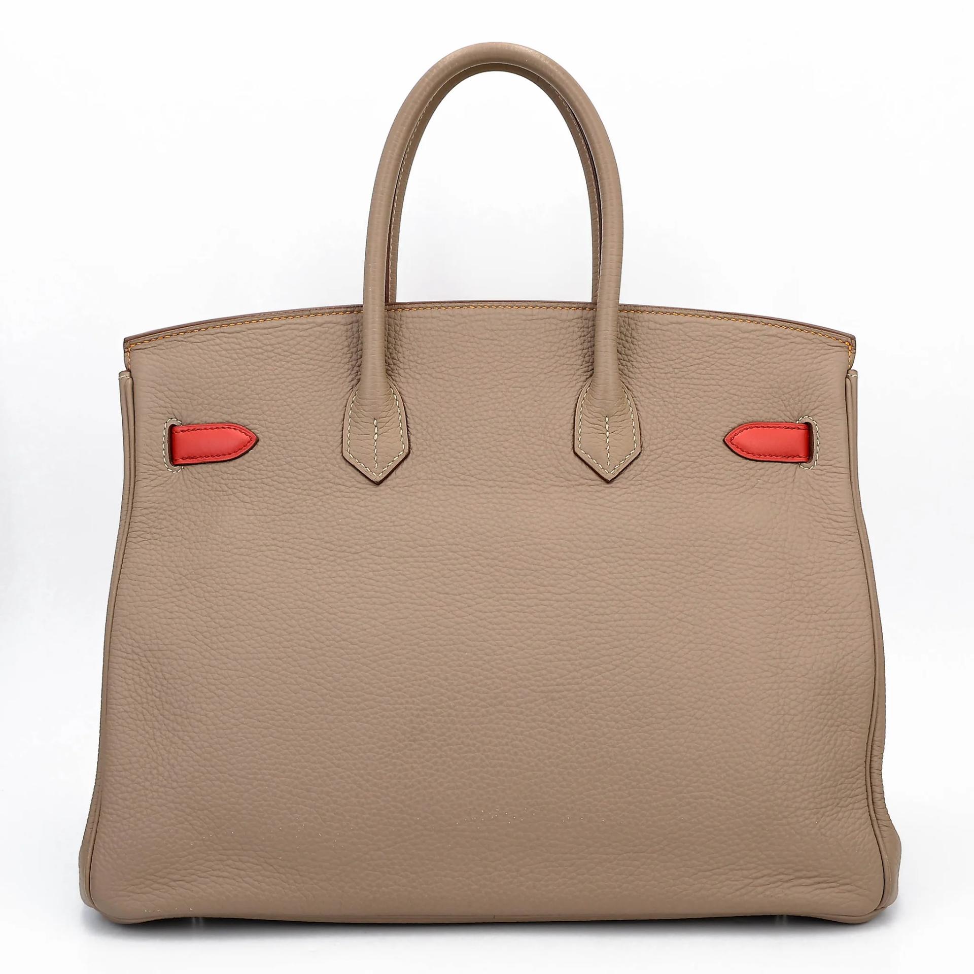 Birkin 35 Casaque Gris Tourterelle (81) Sanguine (9M) Moutarde (9U)
