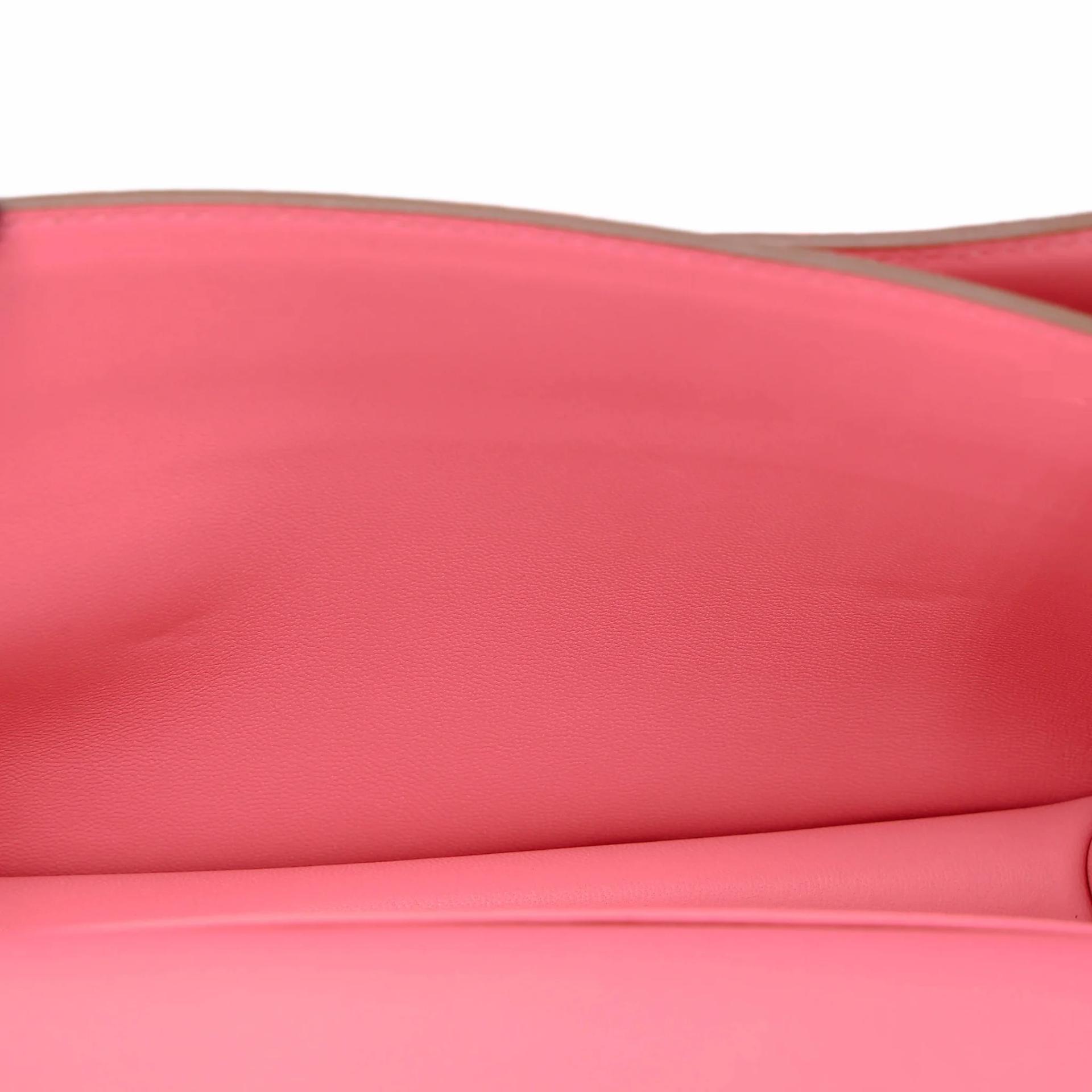 Very Good ( Rank A) HERMÈS Constance Mini 19 Mirror Rose Confetti (1Q) Epsom Palladium hardware B (2023) - 22