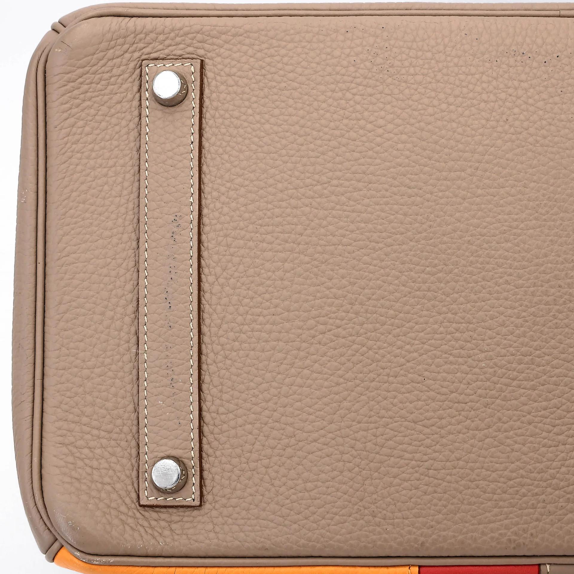 Very Good ( Rank A) HERMÈS Limited Edition Birkin 35 Casaque Gris Tourterelle (81) Sanguine (9M) Moutarde (9U) Clemence Swift Brushed Palladium Square Q (2013) - 8