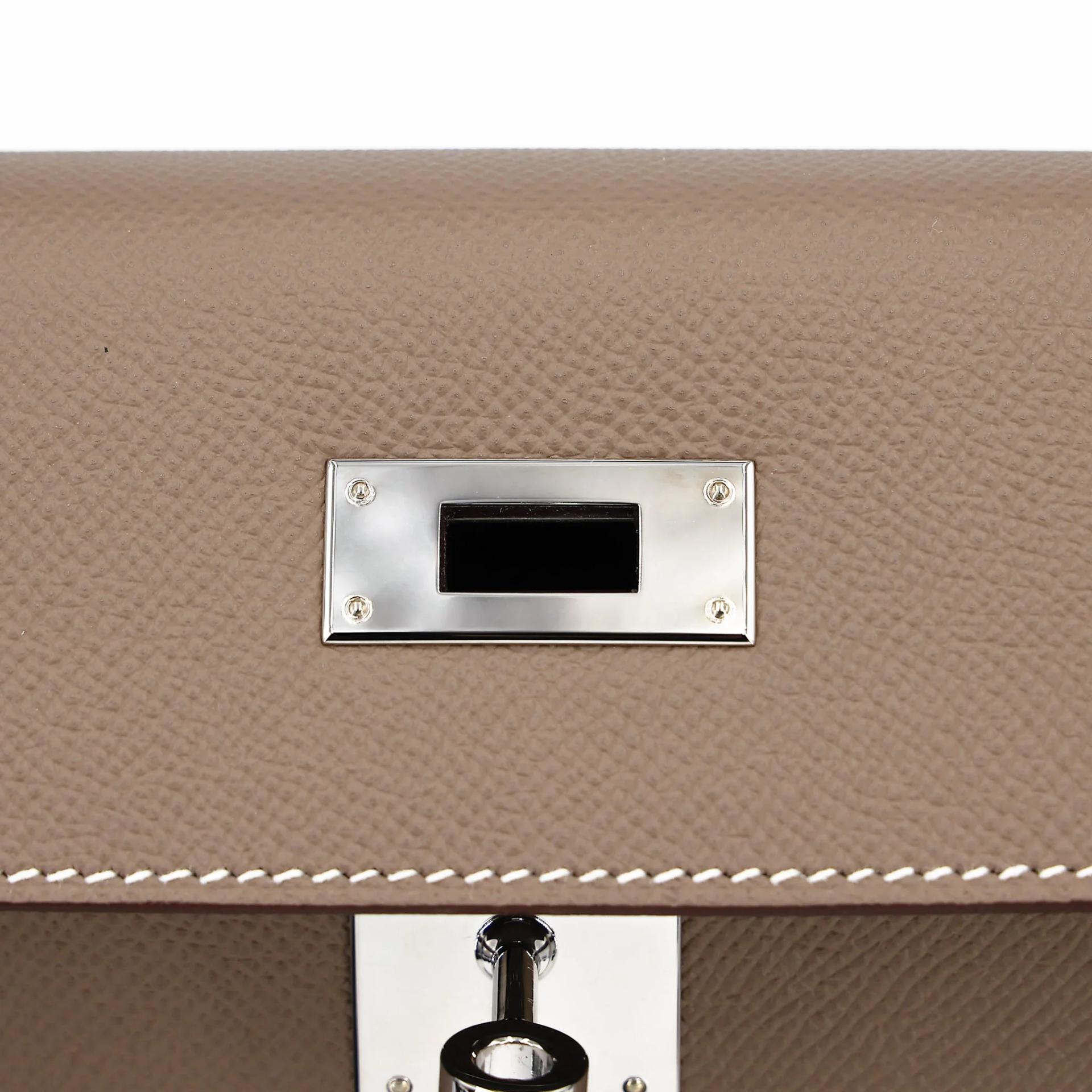 未使用保存品 HERMÈS 愛馬仕 Kelly 28 外縫 18 大象灰 Etoupe Epsom牛皮 銀扣 Y刻 2020年 - 11