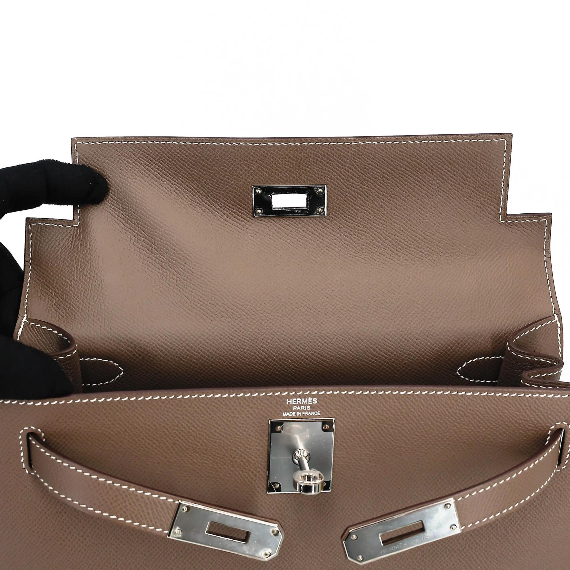 A美品 HERMÈS 愛馬仕 Kelly 28 外縫 18 大象灰 Etoupe Epsom牛皮 銀扣 Y刻 2020年 - 19