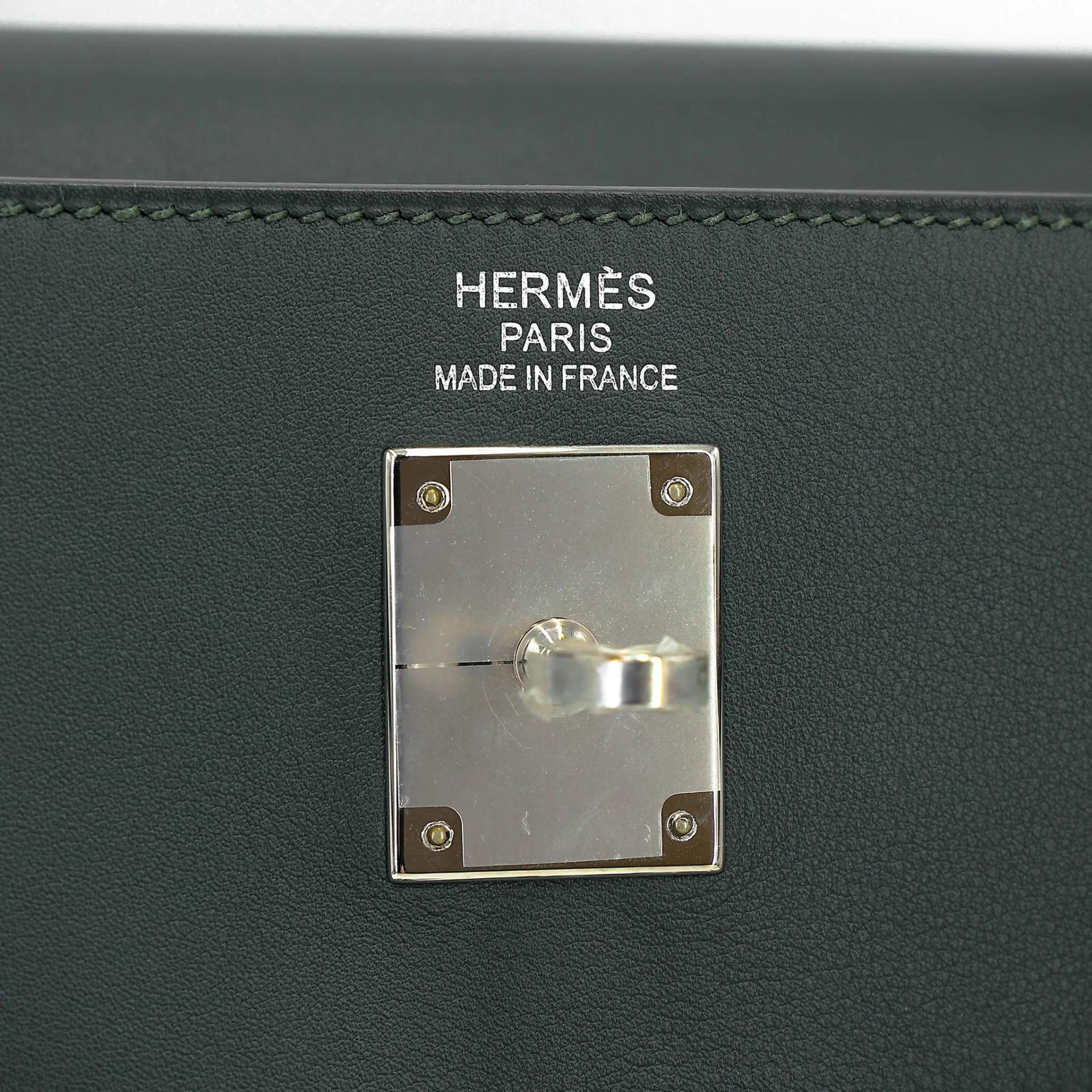 SA超美品 HERMÈS 愛馬仕 Kelly Lakis 35 2Q 英國綠 Vert Anglais Toile H 帆布 Swift牛皮 銀扣 X刻 2016年 - 20