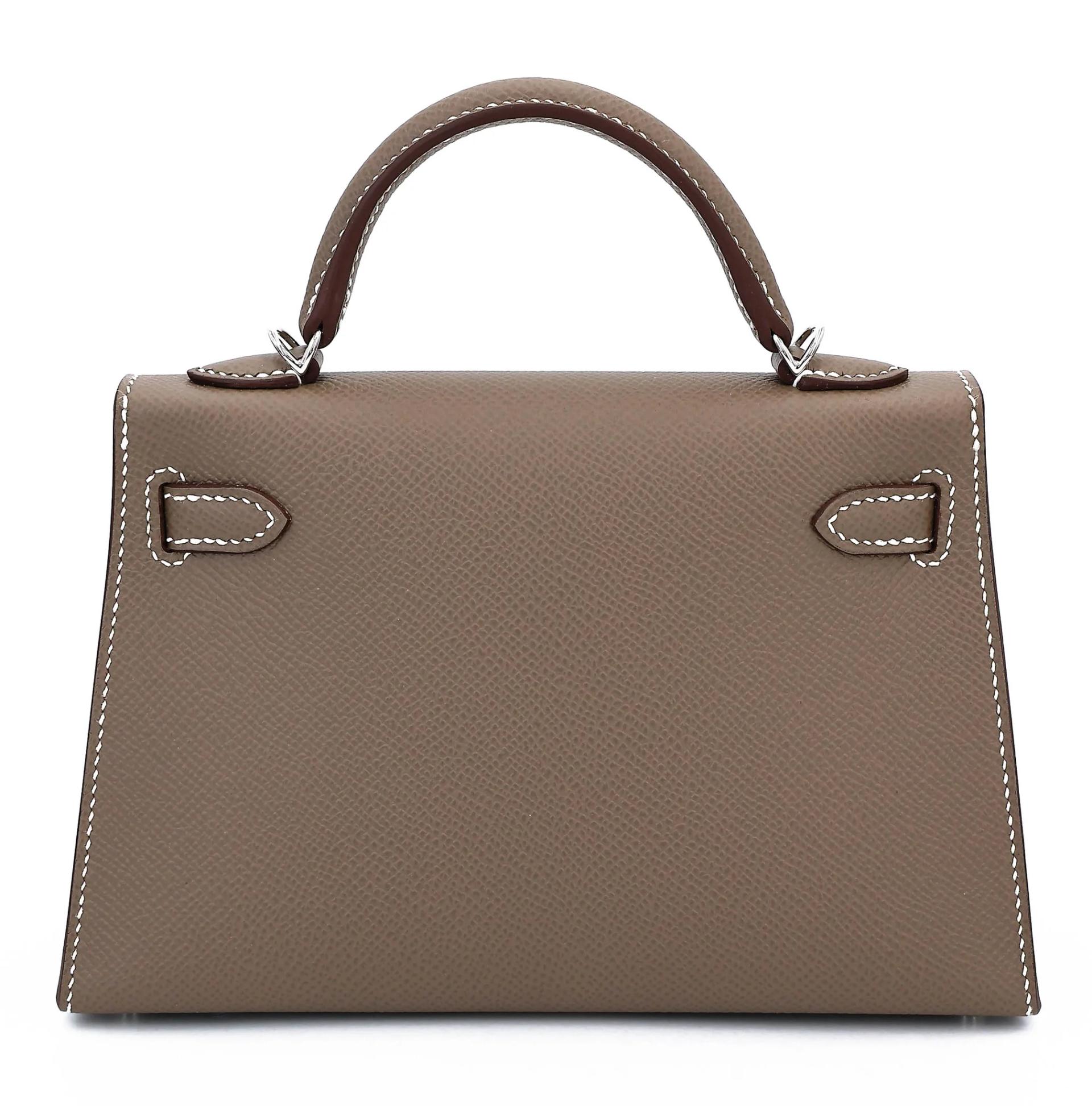 全新 HERMÈS 愛馬仕 Mini Kelly 二代 18 大象灰 Etoupe Epsom牛皮 銀扣 G刻 2026年 - 2