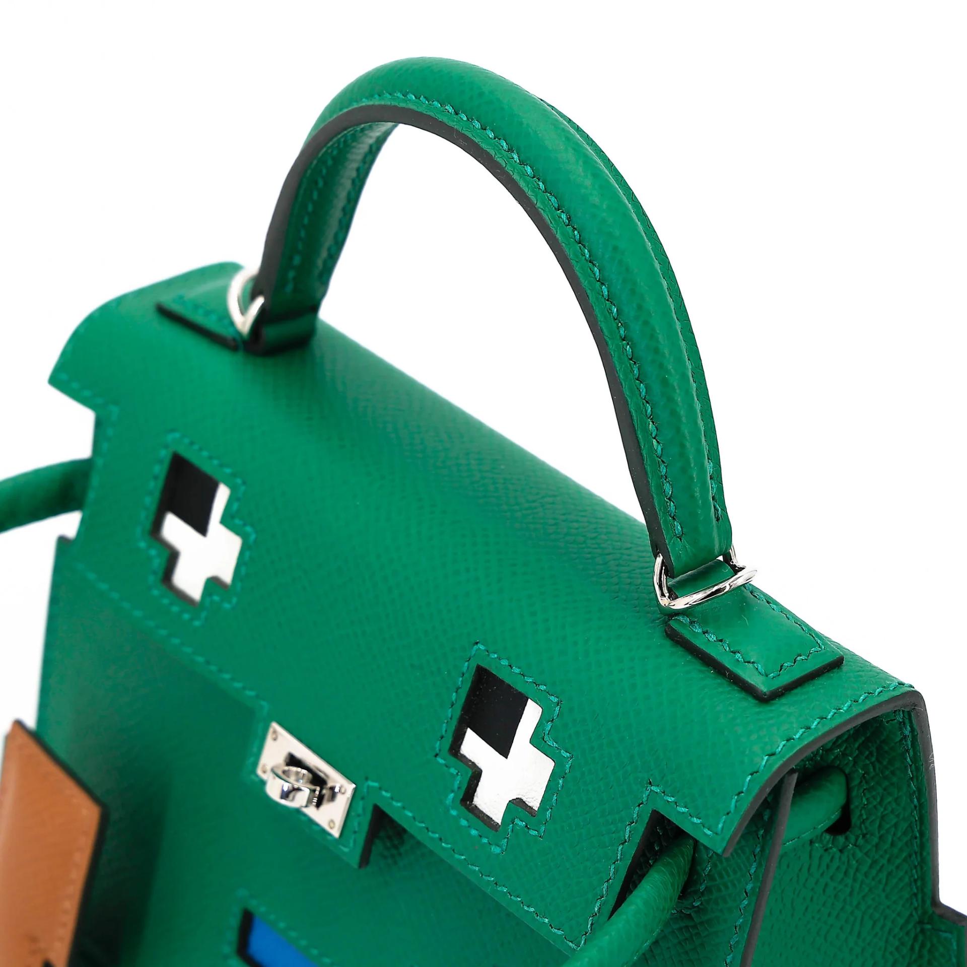 未使用保存品 HERMÈS 愛馬仕 限量收藏款 Kelly Doll Picto U4 絲絨綠 Vert Vertigo 37 金棕色 Gold B3 坦桑尼亞藍 Bleu Zanzibar H0 Gris misty 霧霾灰 Epsom牛皮 銀扣 W刻 2024年 - 3