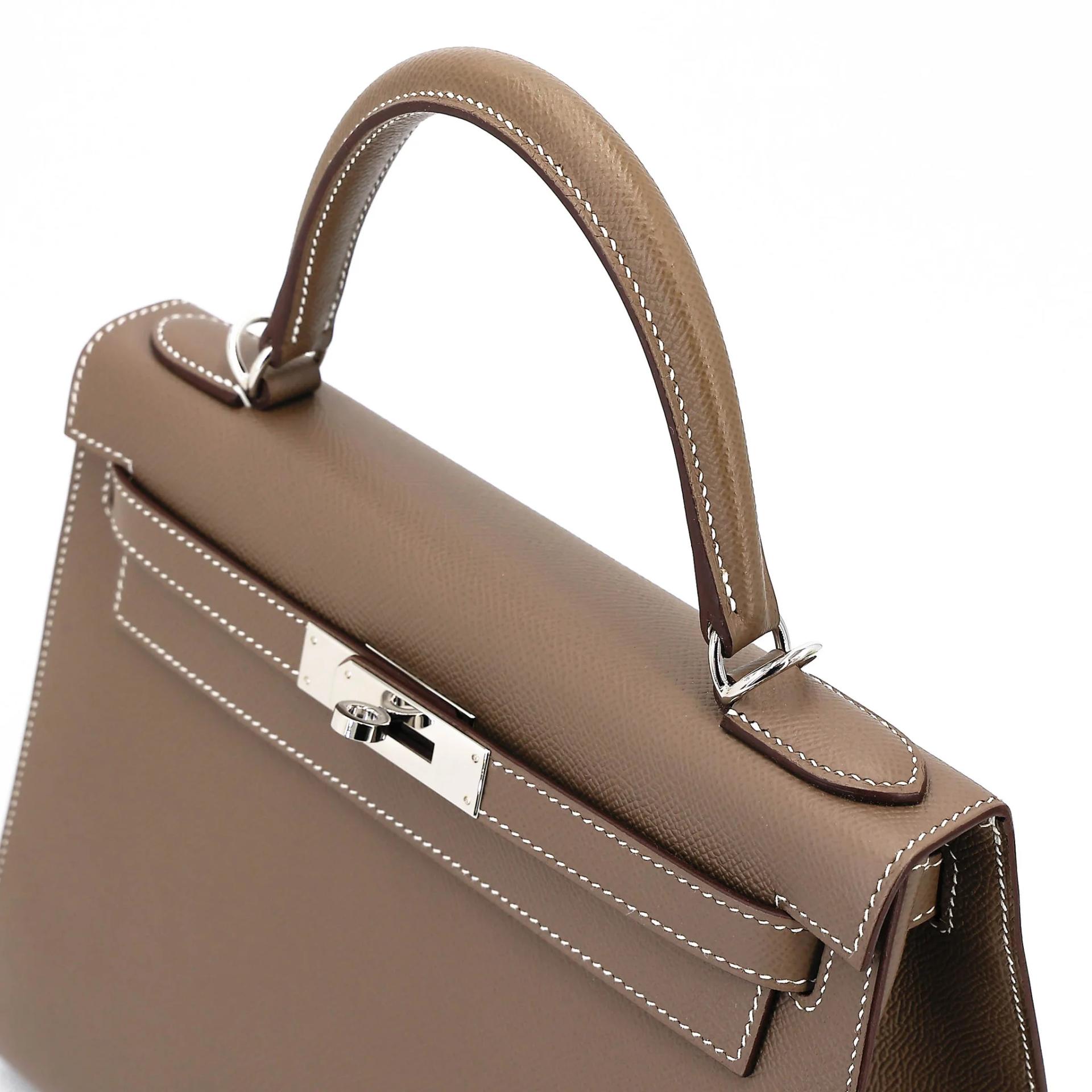 未使用保存品 HERMÈS 愛馬仕 Kelly 28 外縫 18 大象灰 Etoupe Epsom牛皮 銀扣 Y刻 2020年 - 3