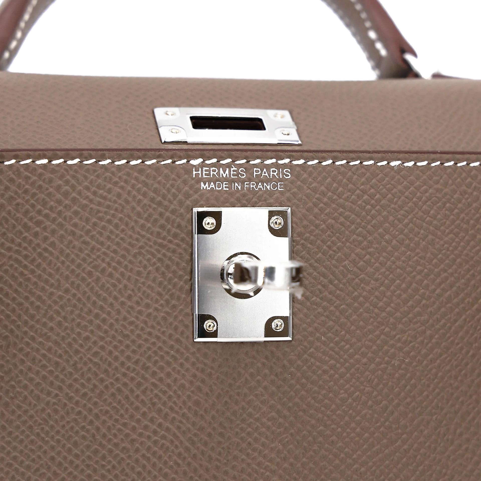 全新 HERMÈS 愛馬仕 Mini Kelly 二代 18 大象灰 Etoupe Epsom牛皮 銀扣 G刻 2026年 - 13