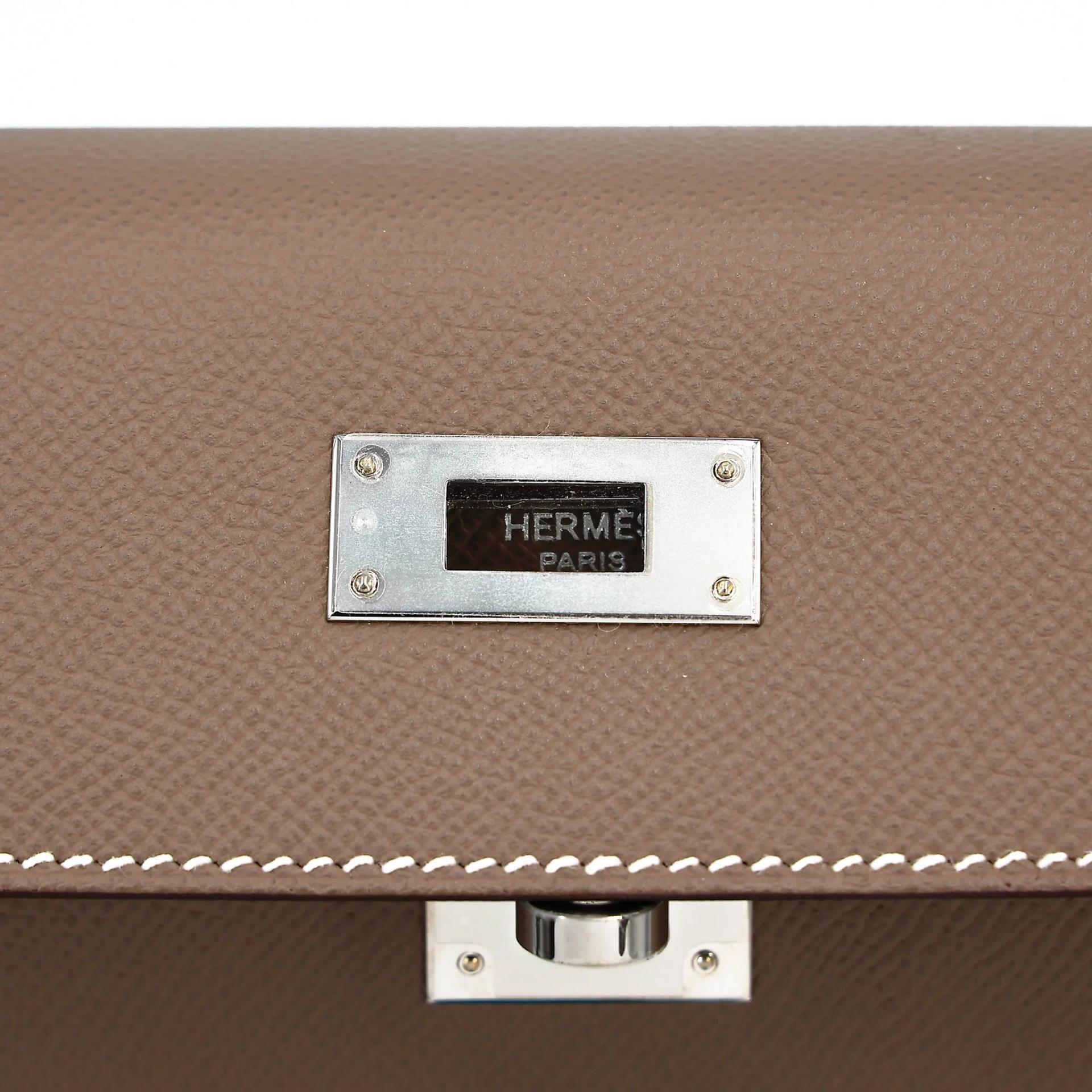 A美品 HERMÈS 愛馬仕 Kelly 28 外縫 18 大象灰 Etoupe Epsom牛皮 銀扣 Y刻 2020年 - 17