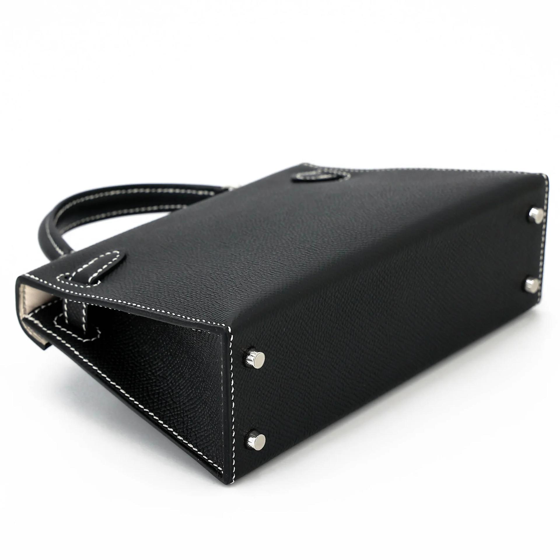 未使用保存品 HERMÈS 愛馬仕 馬蹄印定制 Mini Kelly 二代 HSS 89 黑色 Noir (Black) I2 奶油白 Nata Epsom牛皮 銀扣 W刻 2024年 - 7