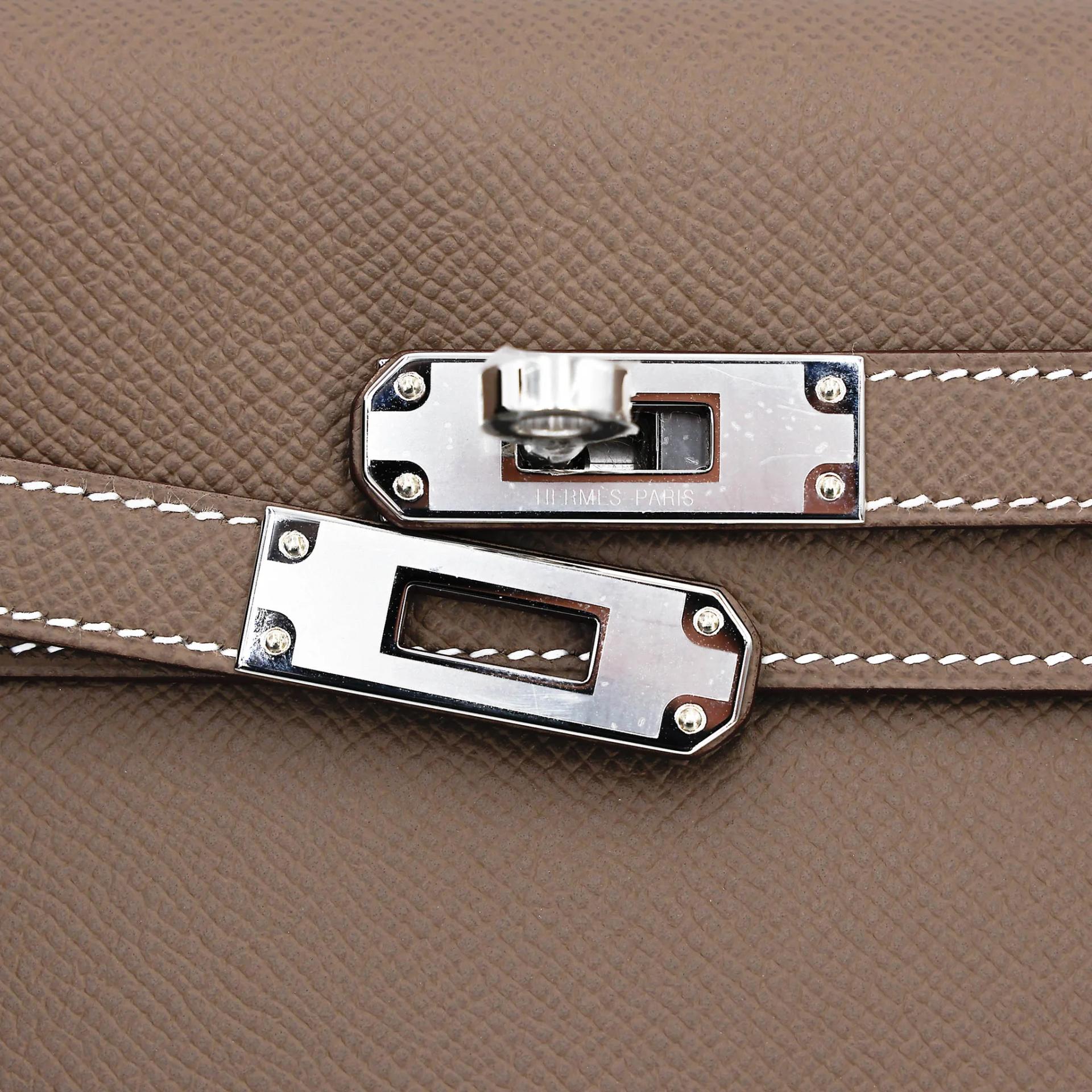 全新 HERMÈS 愛馬仕 Kelly Elan 18 大象灰 Etoupe Epsom牛皮 銀扣 G刻 2026年 - 8