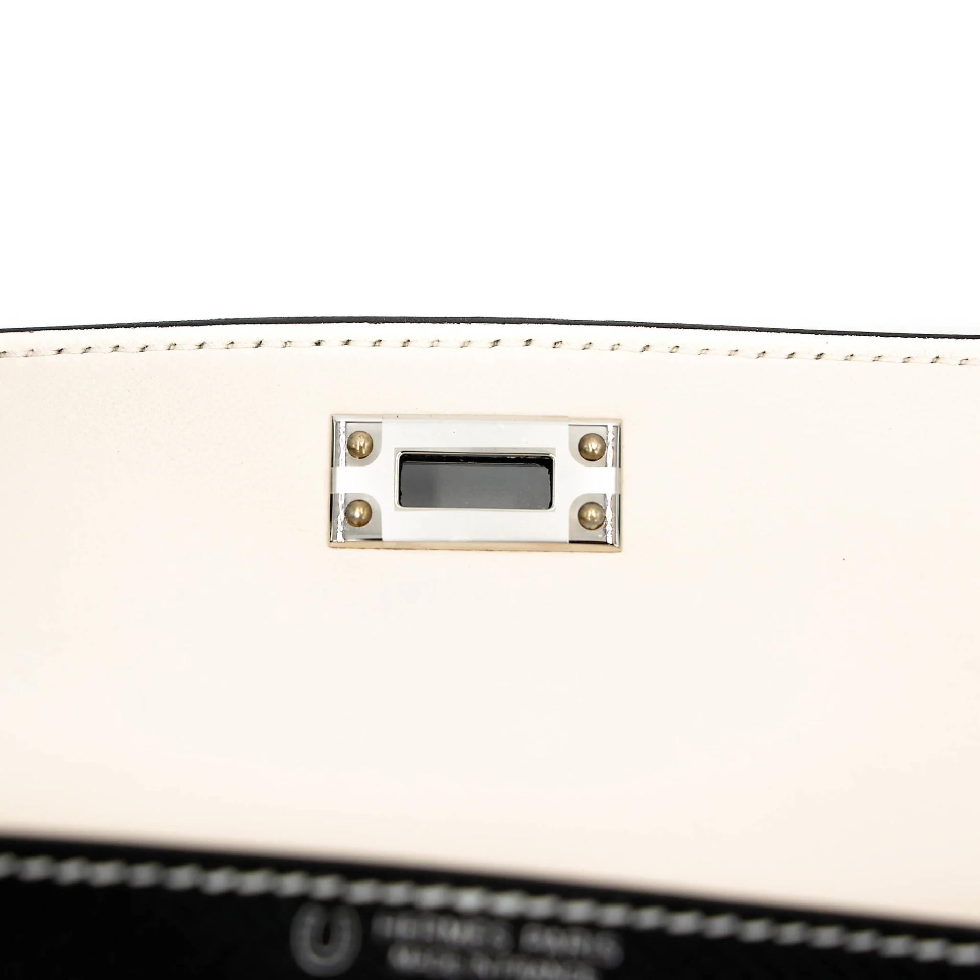 未使用保存品 HERMÈS 愛馬仕 馬蹄印定制 Mini Kelly 二代 HSS 89 黑色 Noir (Black) I2 奶油白 Nata Epsom牛皮 銀扣 W刻 2024年 - 11