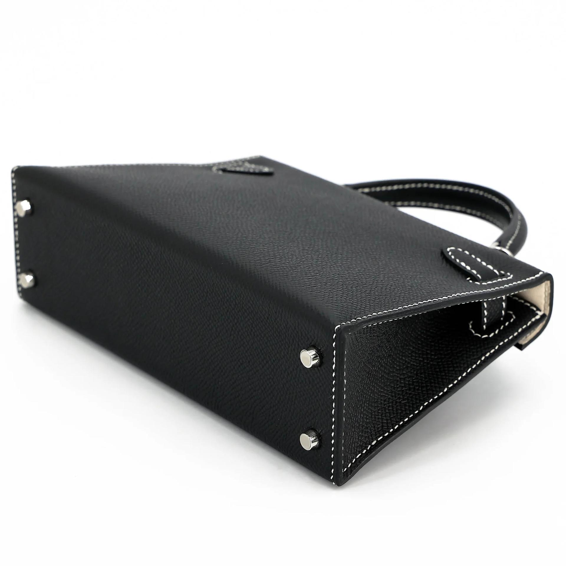 未使用保存品 HERMÈS 愛馬仕 馬蹄印定制 Mini Kelly 二代 HSS 89 黑色 Noir (Black) I2 奶油白 Nata Epsom牛皮 銀扣 W刻 2024年 - 6