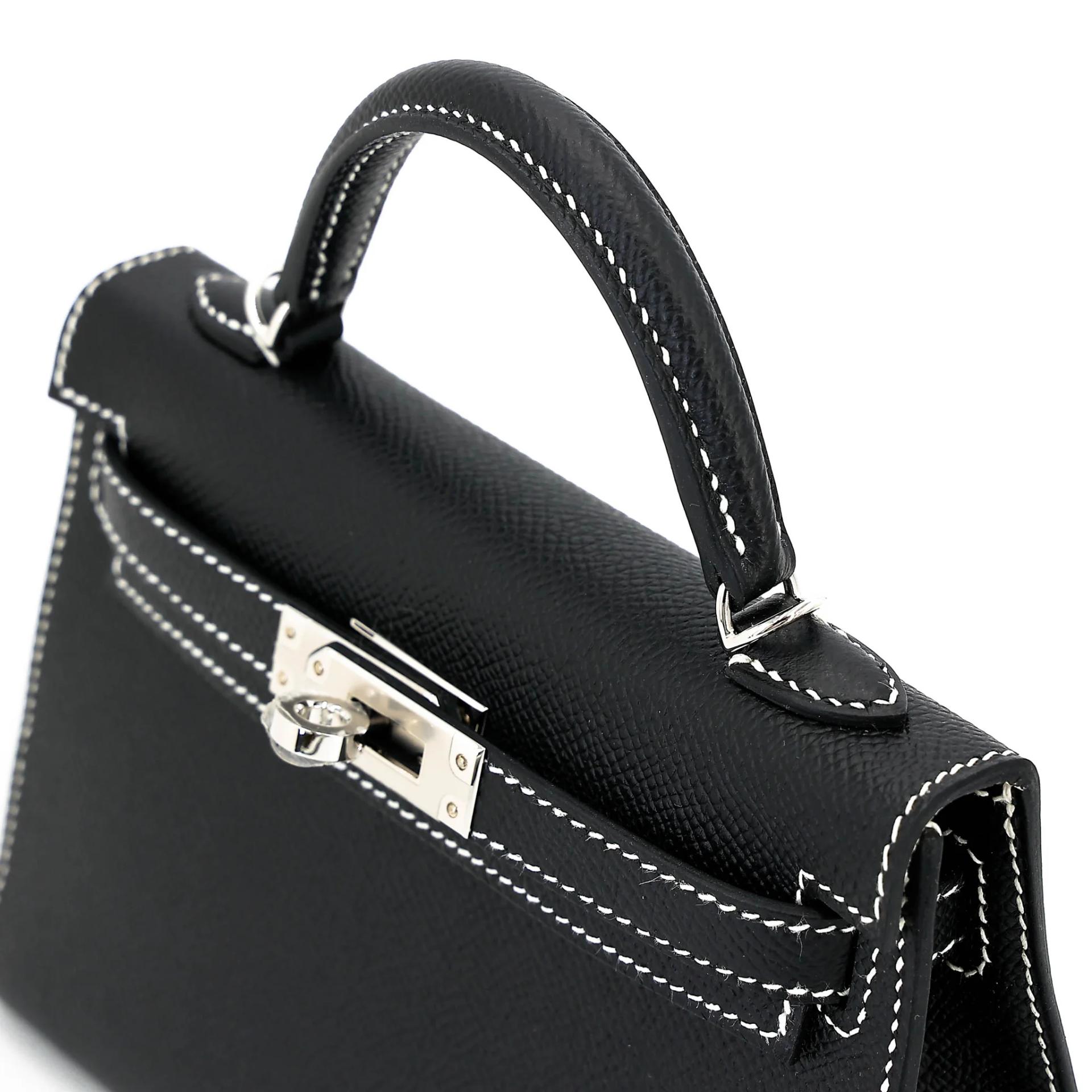 未使用保存品 HERMÈS 愛馬仕 馬蹄印定制 Mini Kelly 二代 HSS 89 黑色 Noir (Black) I2 奶油白 Nata Epsom牛皮 銀扣 W刻 2024年 - 3