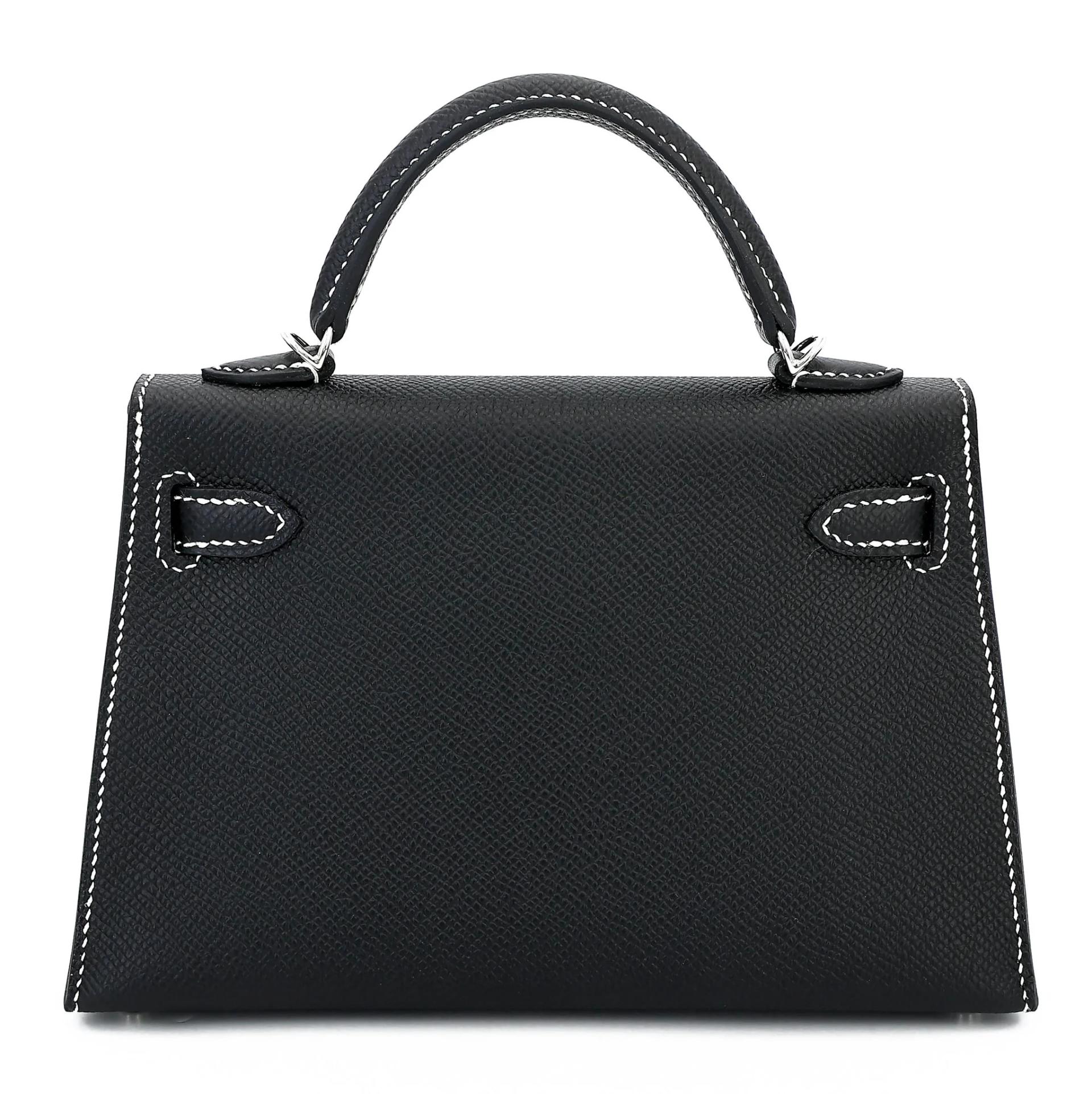 未使用保存品 HERMÈS 愛馬仕 馬蹄印定制 Mini Kelly 二代 HSS 89 黑色 Noir (Black) I2 奶油白 Nata Epsom牛皮 銀扣 W刻 2024年 - 2