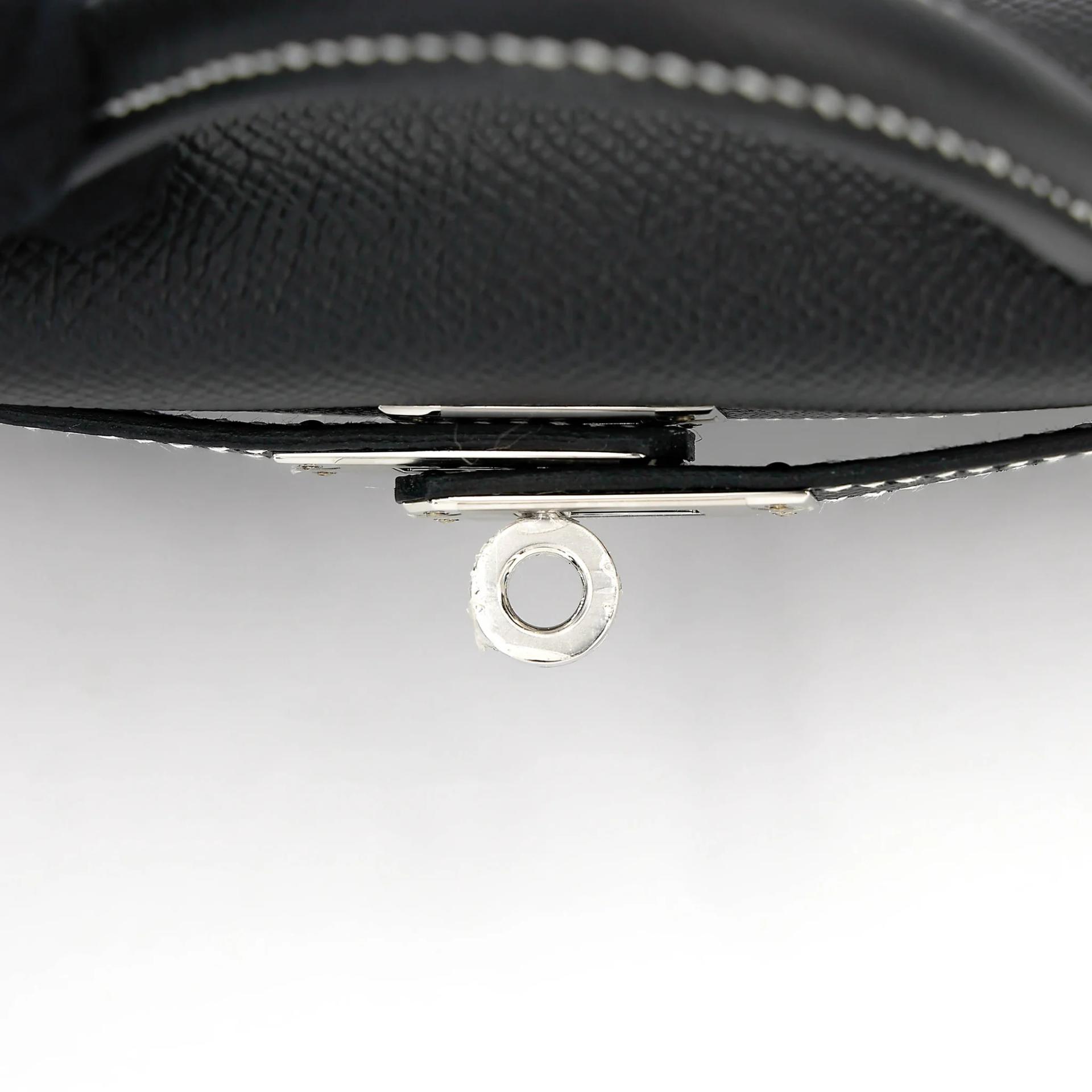 未使用保存品 HERMÈS 愛馬仕 馬蹄印定制 Mini Kelly 二代 HSS 89 黑色 Noir (Black) I2 奶油白 Nata Epsom牛皮 銀扣 W刻 2024年 - 9