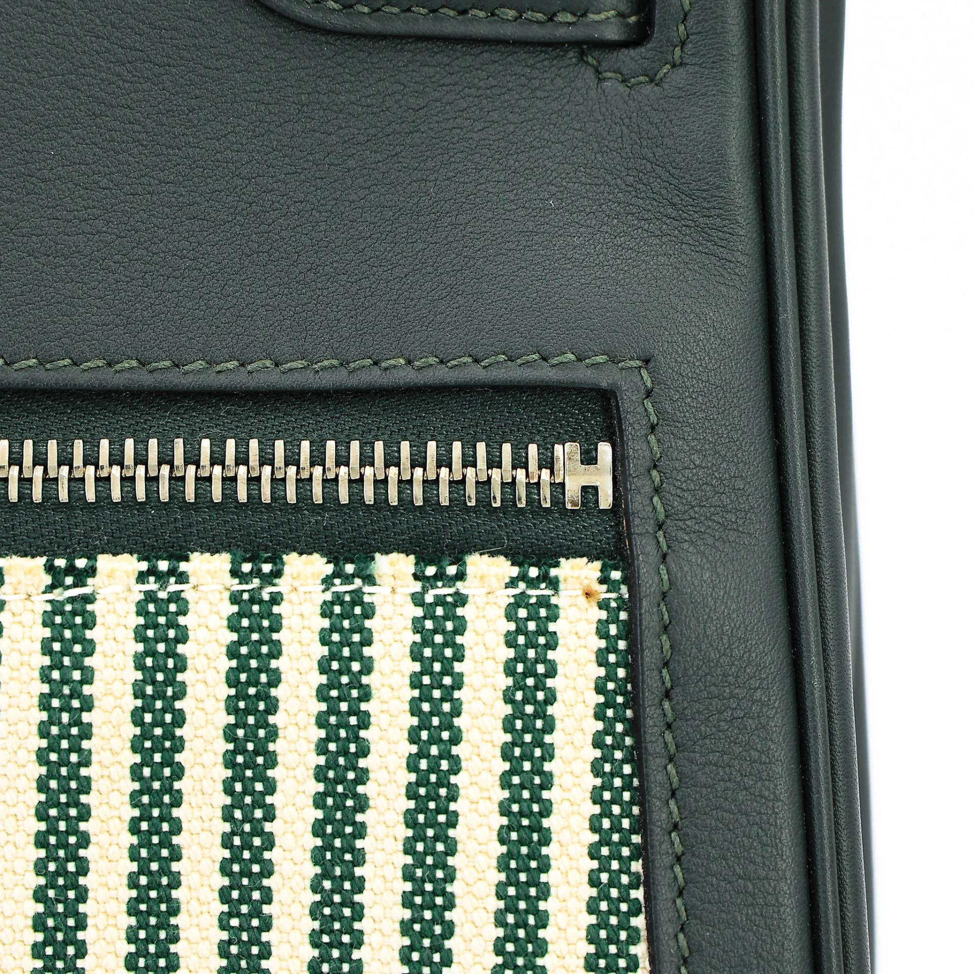 SA超美品 HERMÈS 愛馬仕 Kelly Lakis 35 2Q 英國綠 Vert Anglais Toile H 帆布 Swift牛皮 銀扣 X刻 2016年 - 13
