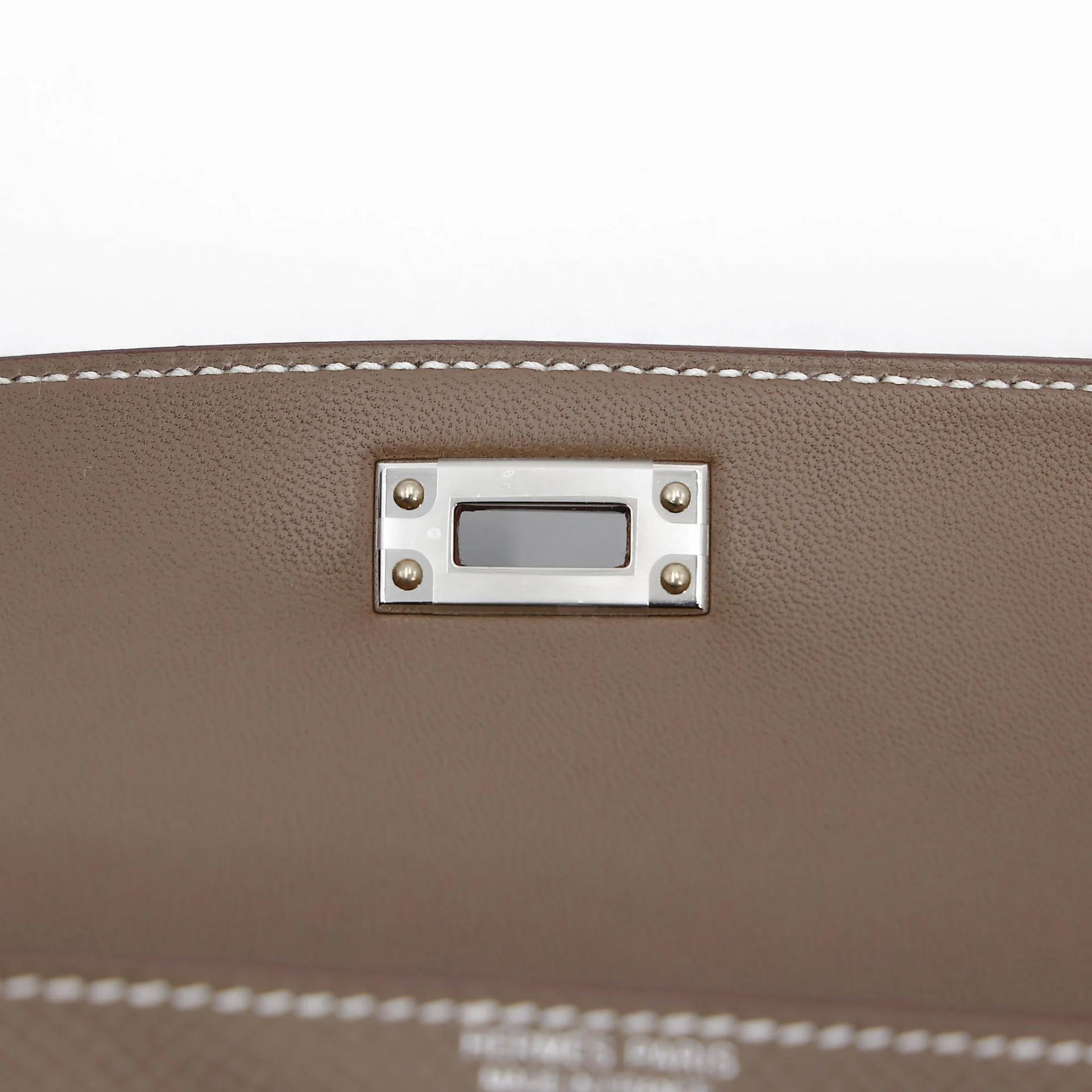全新 HERMÈS 愛馬仕 Mini Kelly 二代 18 大象灰 Etoupe Epsom牛皮 銀扣 G刻 2026年 - 11