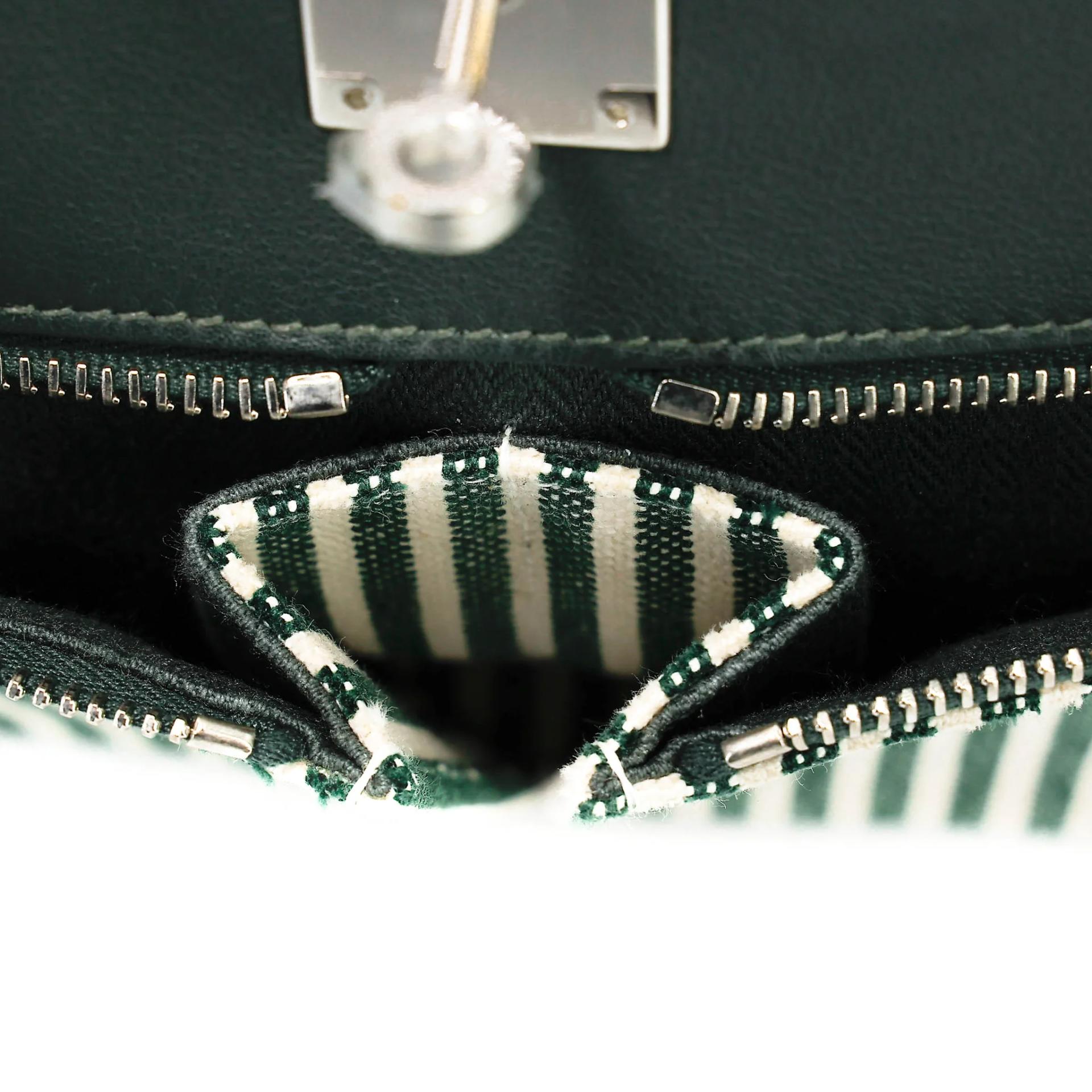 SA超美品 HERMÈS 愛馬仕 Kelly Lakis 35 2Q 英國綠 Vert Anglais Toile H 帆布 Swift牛皮 銀扣 X刻 2016年 - 24
