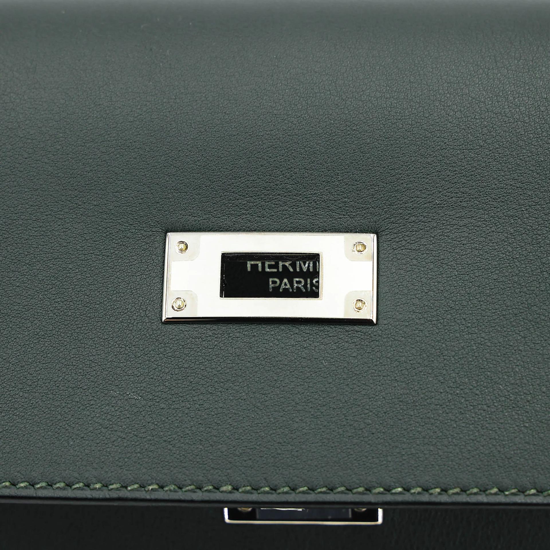 SA超美品 HERMÈS 愛馬仕 Kelly Lakis 35 2Q 英國綠 Vert Anglais Toile H 帆布 Swift牛皮 銀扣 X刻 2016年 - 17