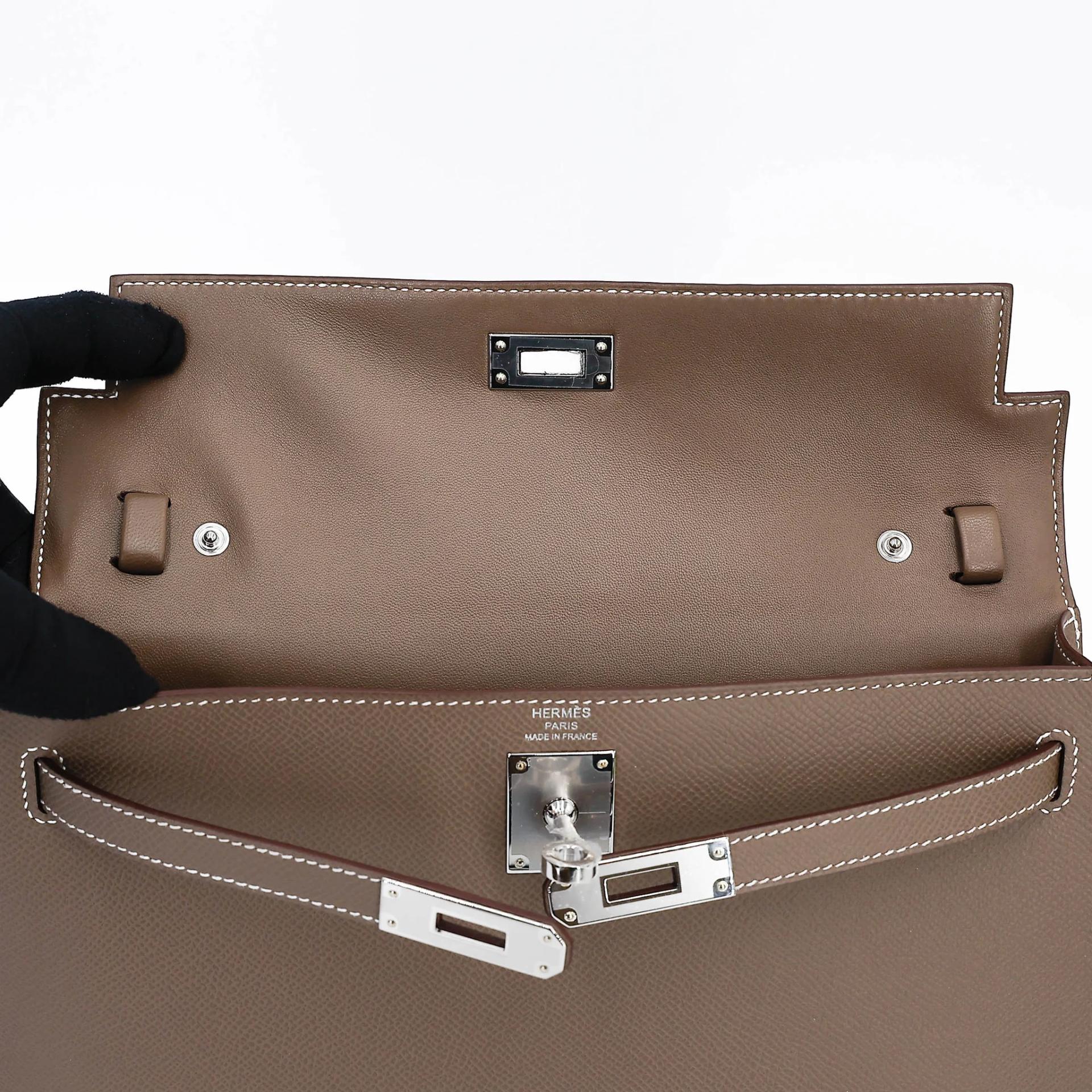 全新 HERMÈS 愛馬仕 Kelly Elan 18 大象灰 Etoupe Epsom牛皮 銀扣 G刻 2026年 - 12