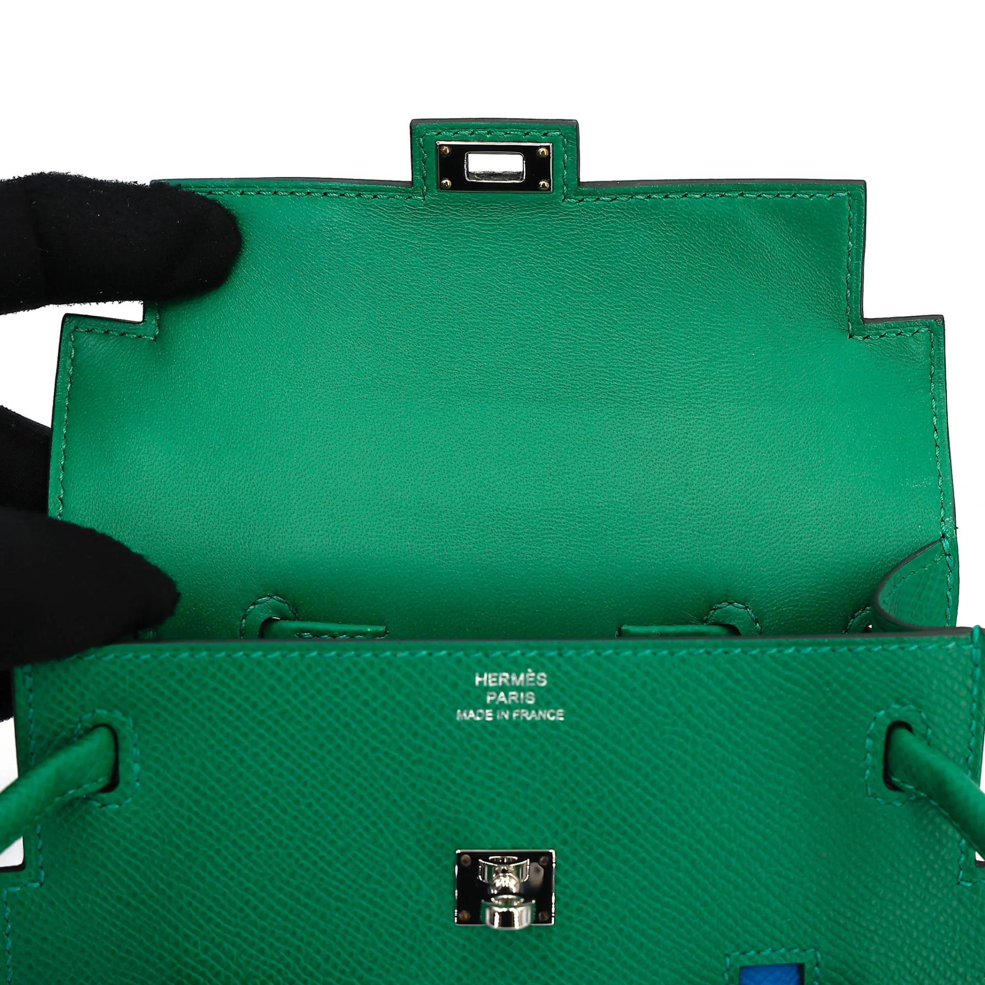 未使用保存品 HERMÈS 愛馬仕 限量收藏款 Kelly Doll Picto U4 絲絨綠 Vert Vertigo 37 金棕色 Gold B3 坦桑尼亞藍 Bleu Zanzibar H0 Gris misty 霧霾灰 Epsom牛皮 銀扣 W刻 2024年 - 13