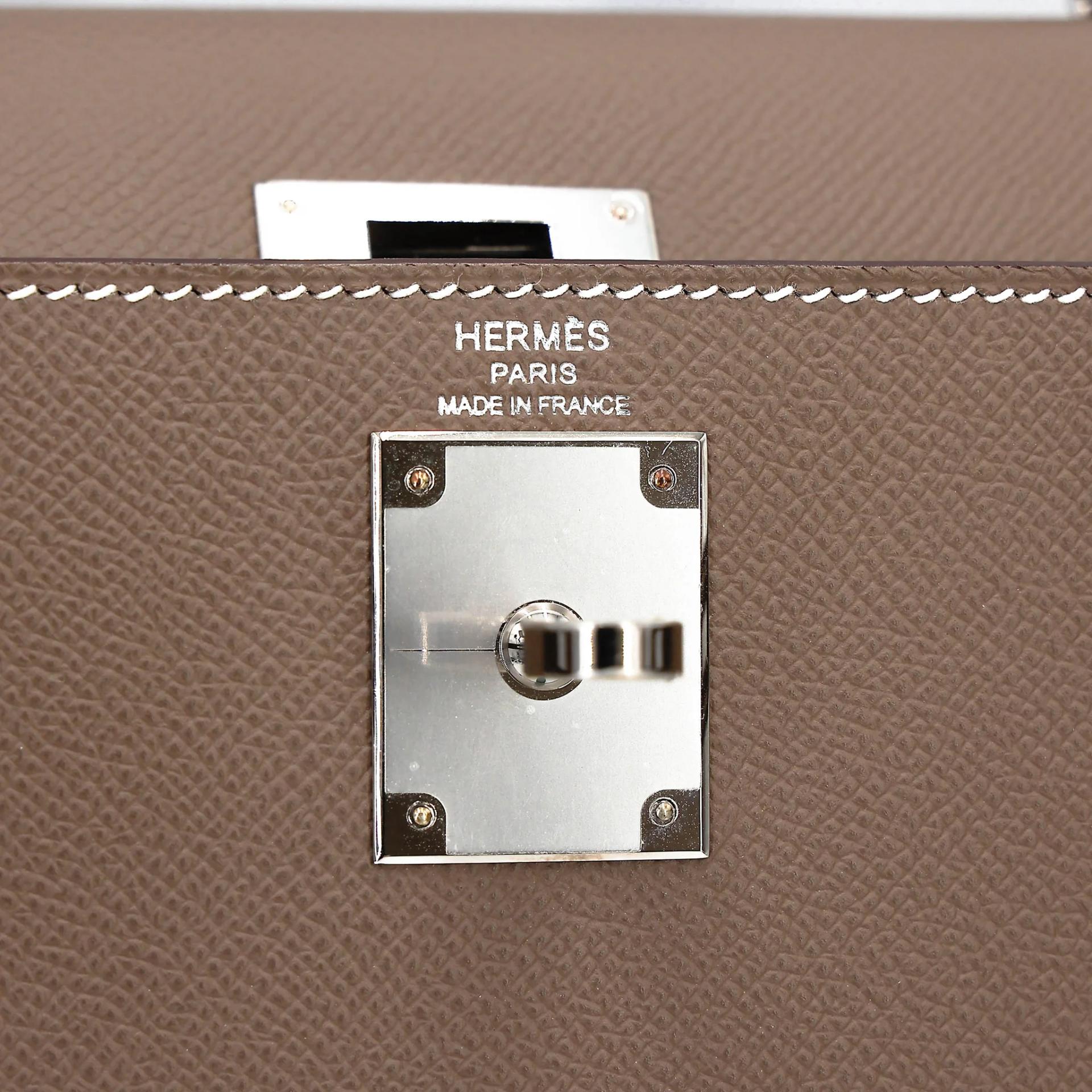 A美品 HERMÈS 愛馬仕 Kelly 28 外縫 18 大象灰 Etoupe Epsom牛皮 銀扣 Y刻 2020年 - 20