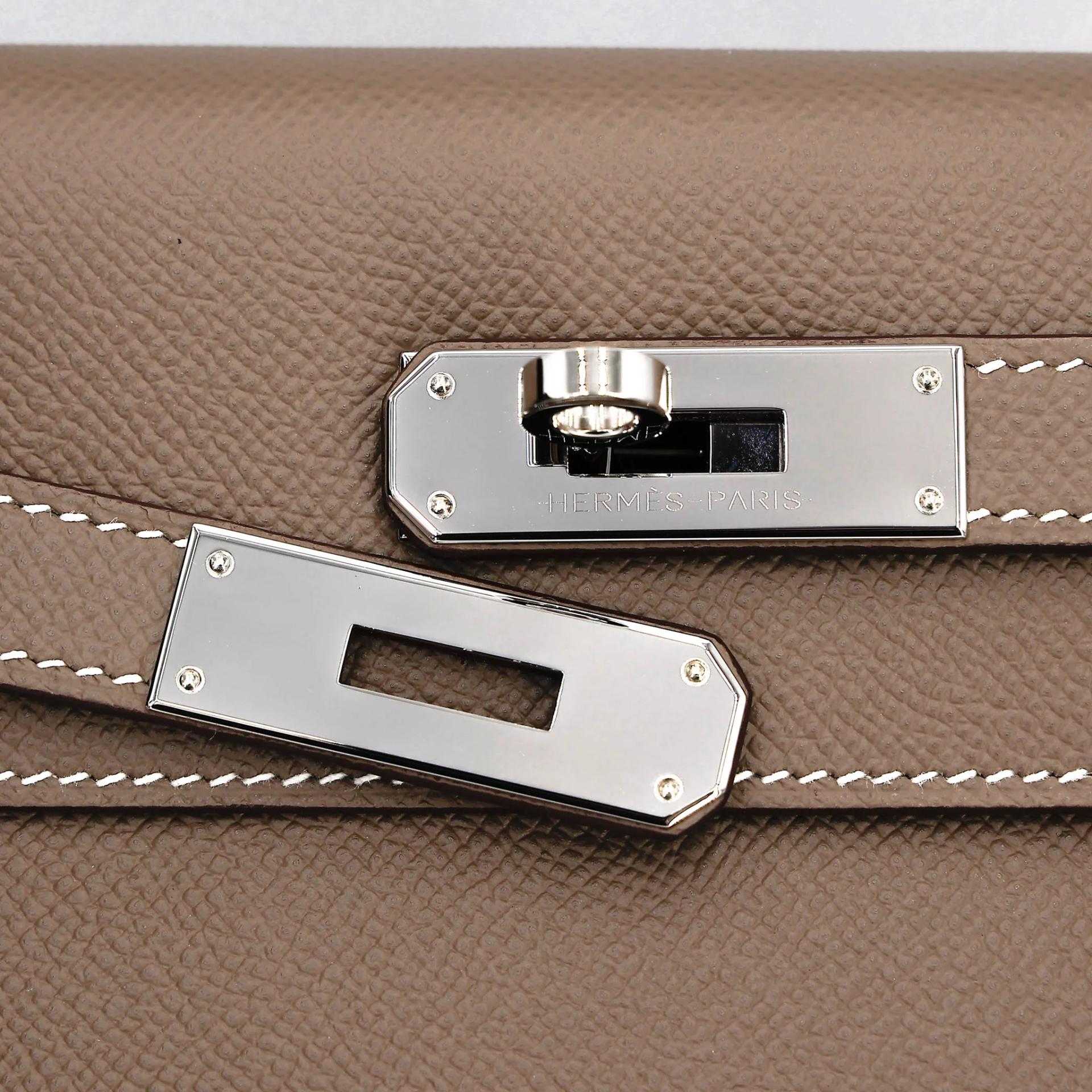 未使用保存品 HERMÈS 愛馬仕 Kelly 28 外縫 18 大象灰 Etoupe Epsom牛皮 銀扣 Y刻 2020年 - 8