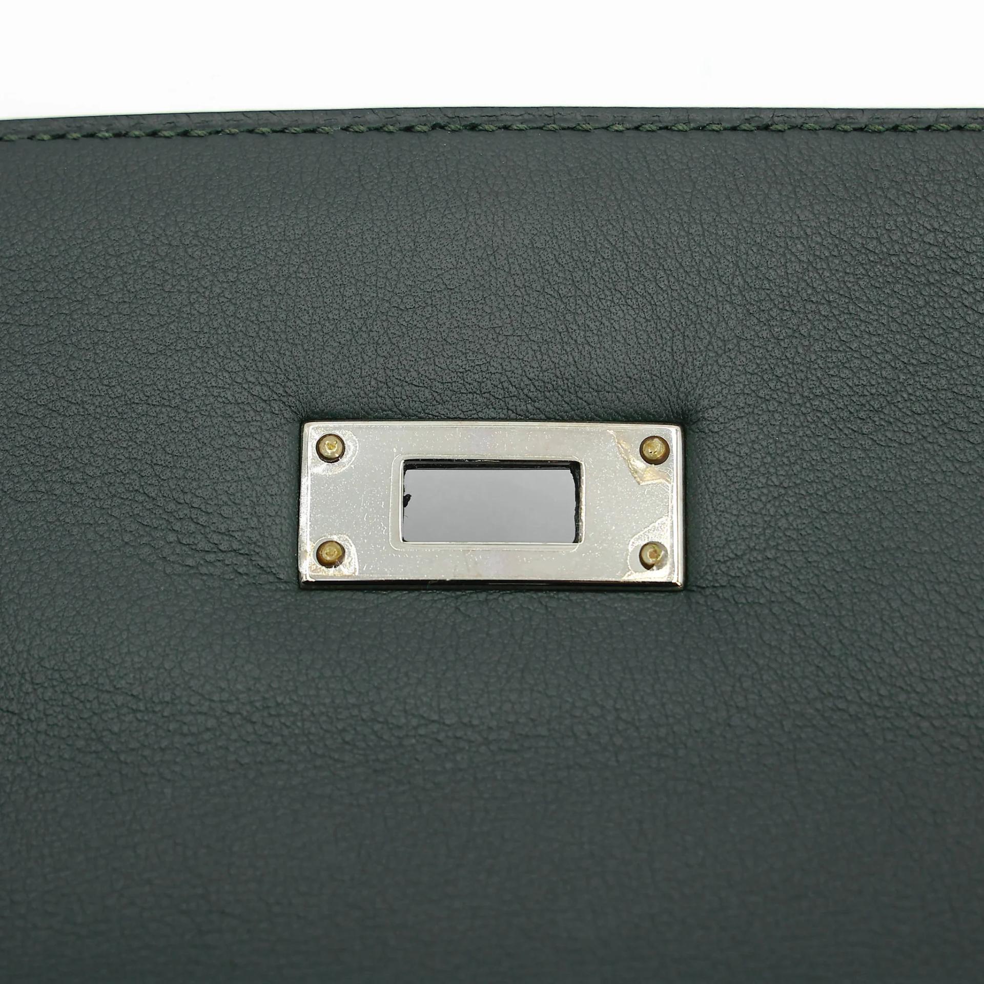 SA超美品 HERMÈS 愛馬仕 Kelly Lakis 35 2Q 英國綠 Vert Anglais Toile H 帆布 Swift牛皮 銀扣 X刻 2016年 - 18