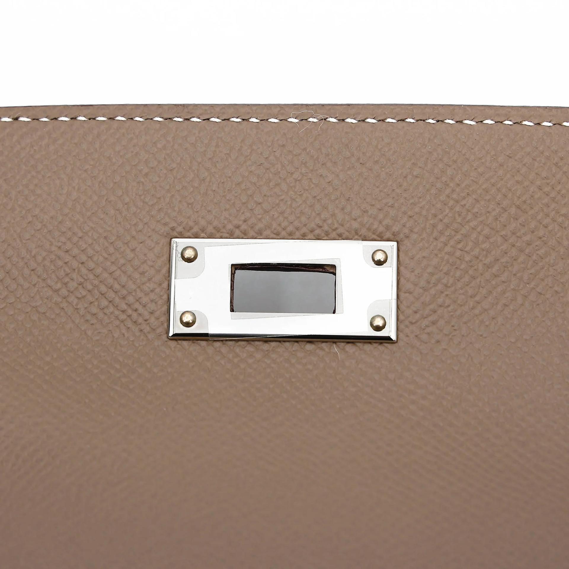 未使用保存品 HERMÈS 愛馬仕 Kelly 28 外縫 18 大象灰 Etoupe Epsom牛皮 銀扣 Y刻 2020年 - 12