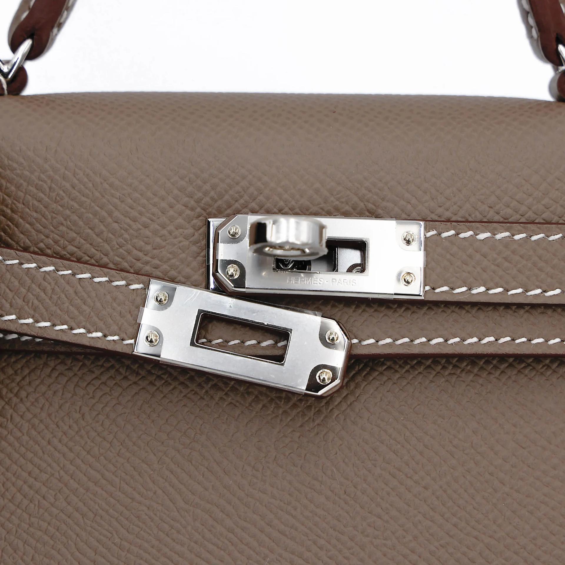全新 HERMÈS 愛馬仕 Mini Kelly 二代 18 大象灰 Etoupe Epsom牛皮 銀扣 G刻 2026年 - 8
