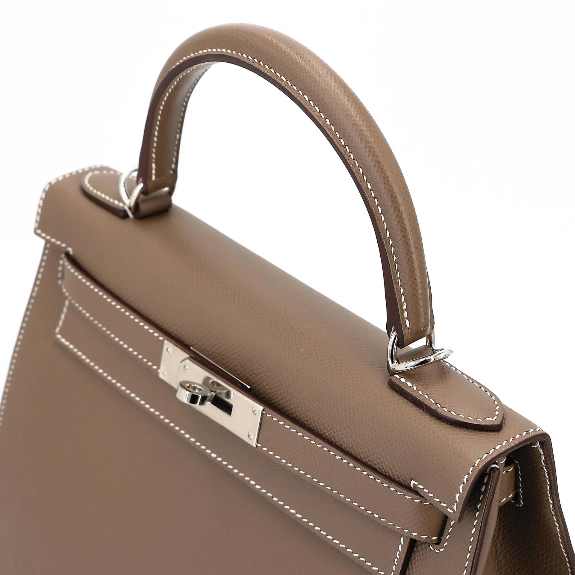A美品 HERMÈS 愛馬仕 Kelly 28 外縫 18 大象灰 Etoupe Epsom牛皮 銀扣 Y刻 2020年 - 3
