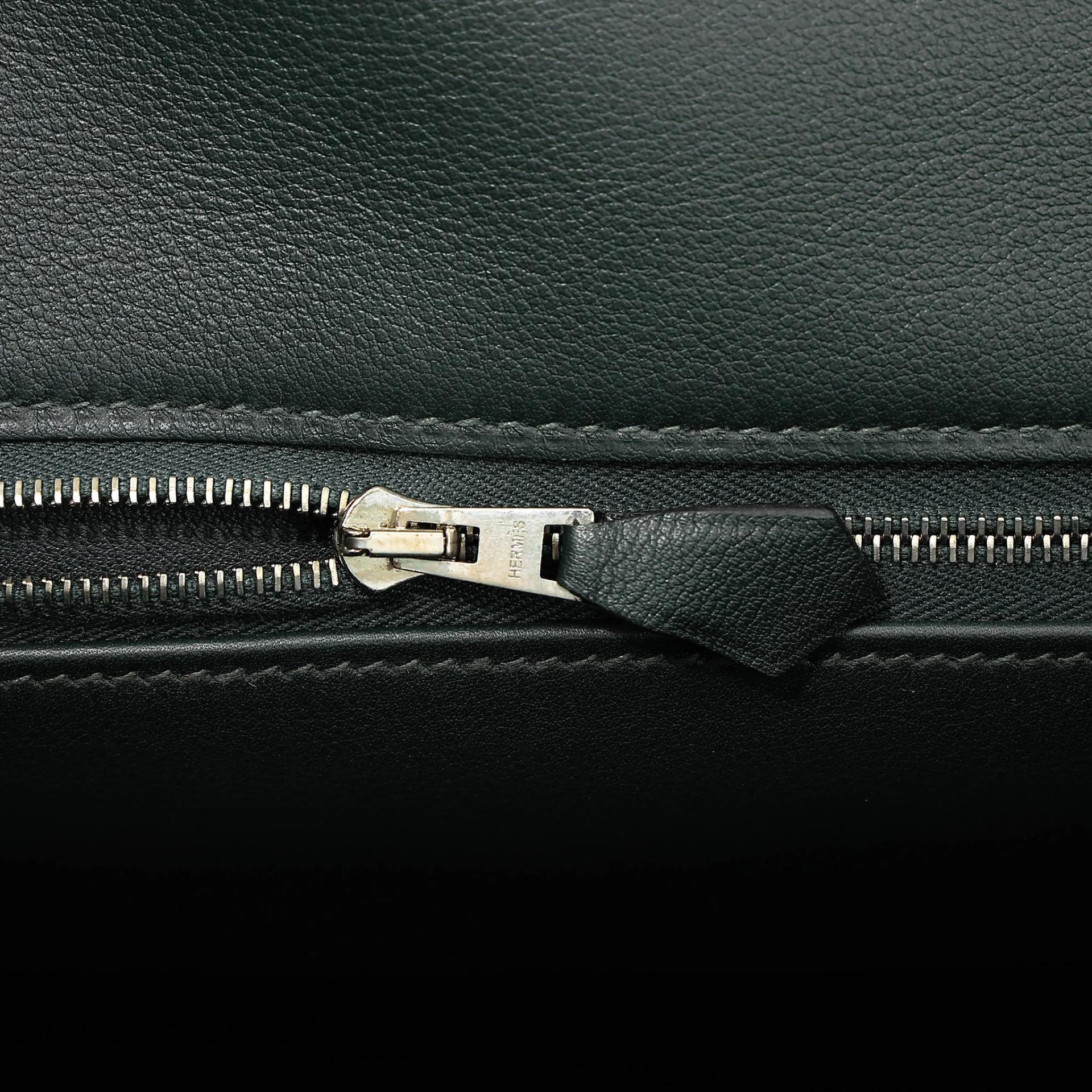 SA超美品 HERMÈS 愛馬仕 Kelly Lakis 35 2Q 英國綠 Vert Anglais Toile H 帆布 Swift牛皮 銀扣 X刻 2016年 - 27