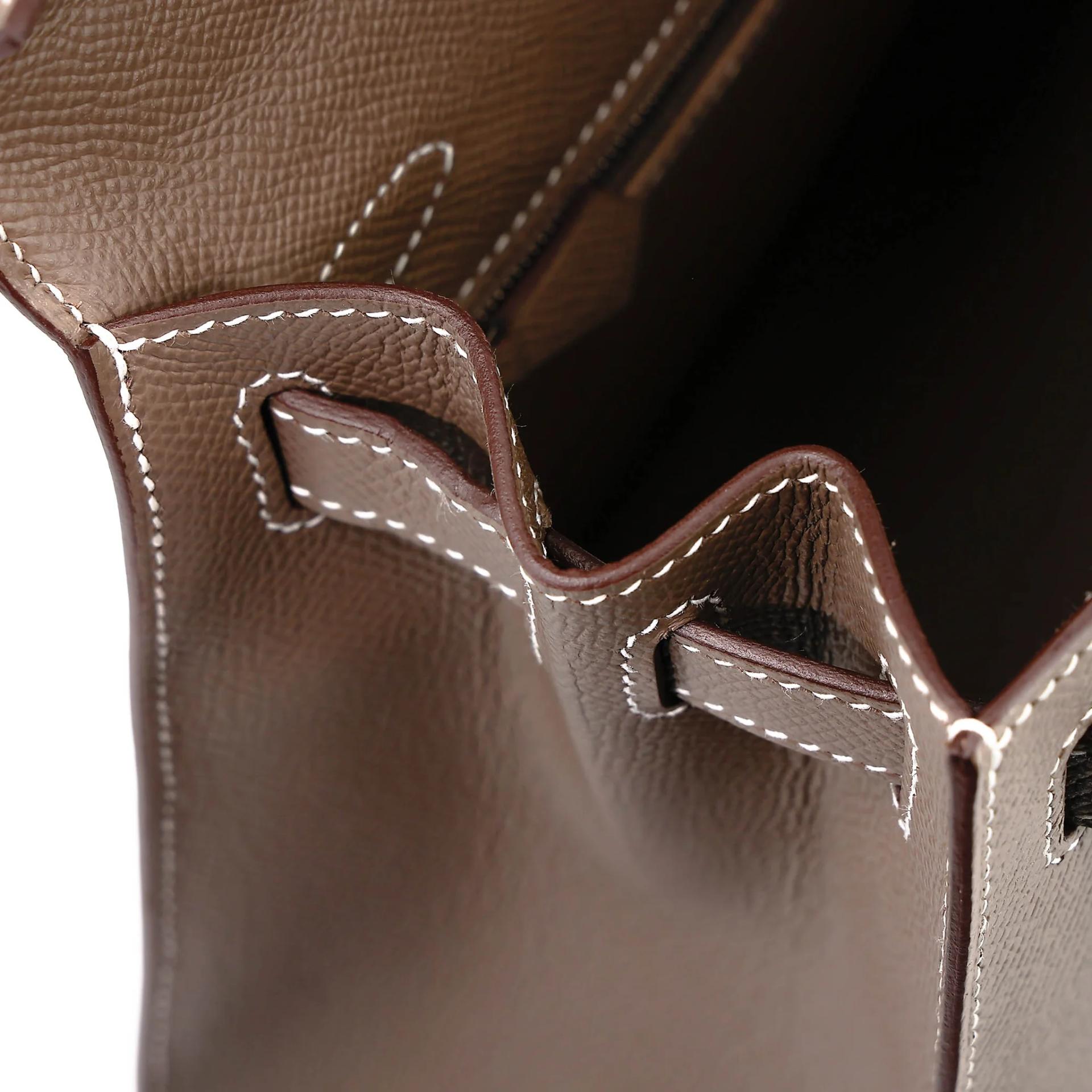 未使用保存品 HERMÈS 愛馬仕 Kelly 28 外縫 18 大象灰 Etoupe Epsom牛皮 銀扣 Y刻 2020年 - 19