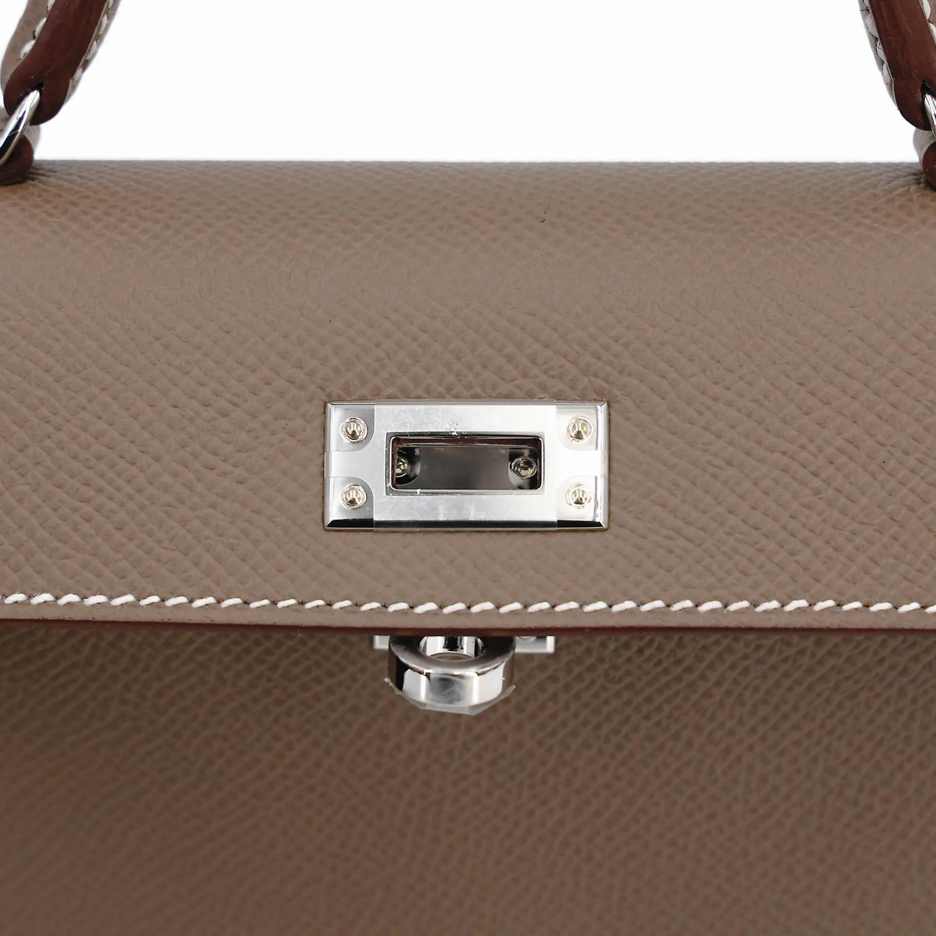 全新 HERMÈS 愛馬仕 Mini Kelly 二代 18 大象灰 Etoupe Epsom牛皮 銀扣 G刻 2026年 - 10