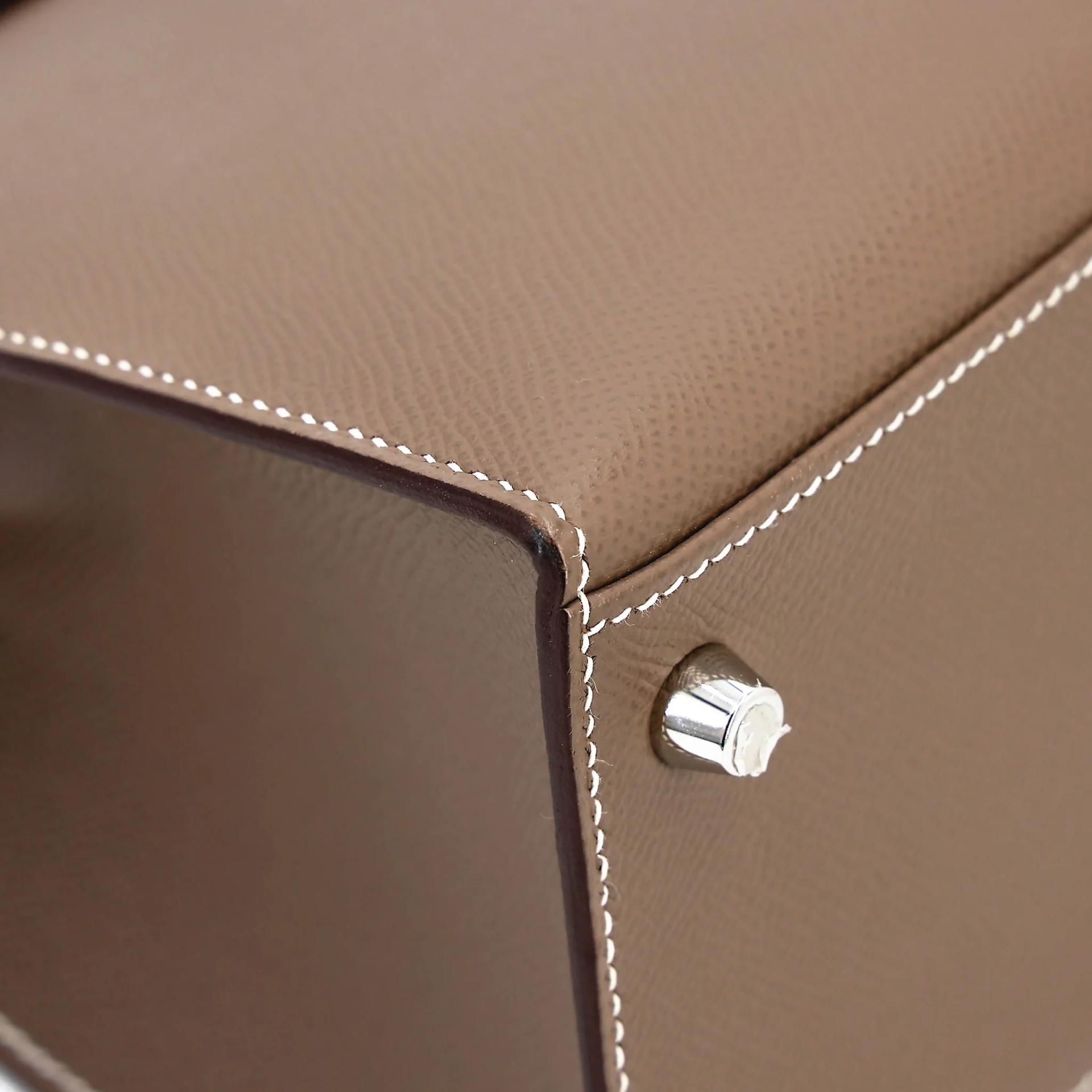 A美品 HERMÈS 愛馬仕 Kelly 28 外縫 18 大象灰 Etoupe Epsom牛皮 銀扣 Y刻 2020年 - 9