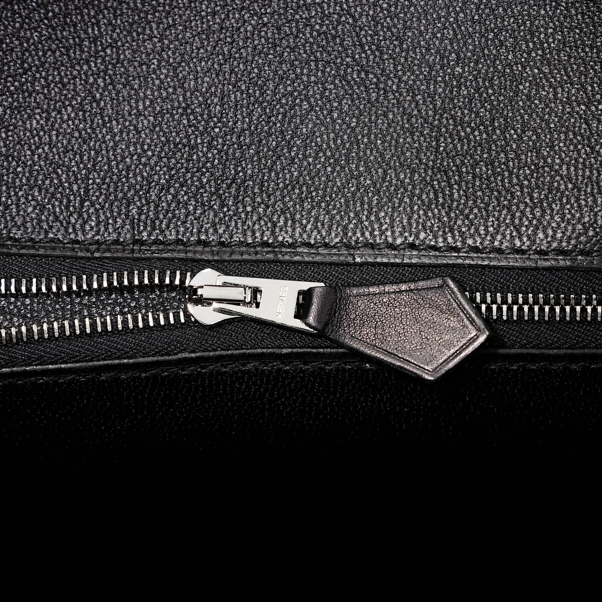 Excellent ( Rank SA ) HERMÈS Limited Edition Birkin 25 Rock Noir (89) Volupto calfskin Palladium hardware W (2024) - 20