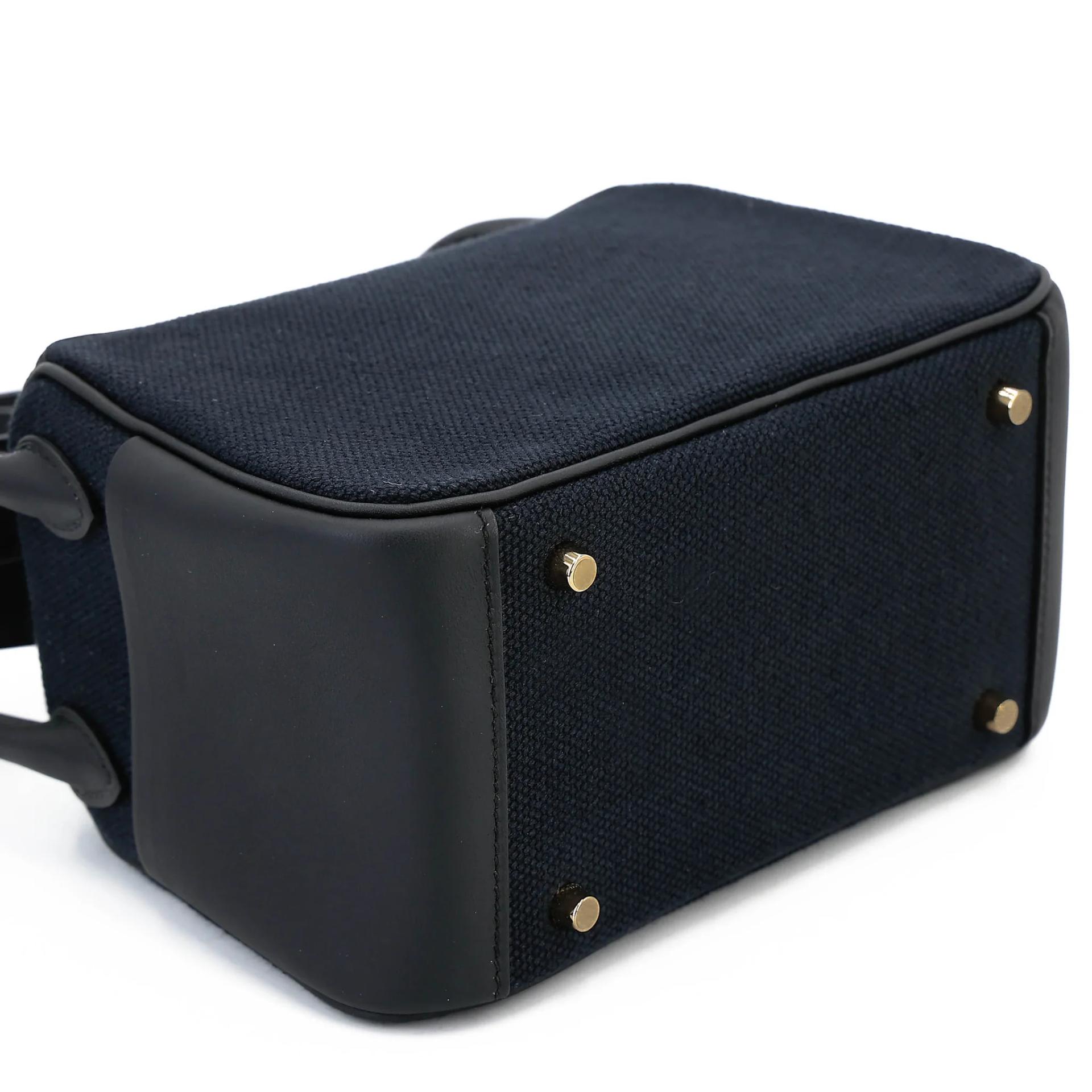 Brand New ( Rank N ) HERMÈS Mini Lindy II Noir (89) Swift Toile H canvas Gold hardware G (2026) - 12