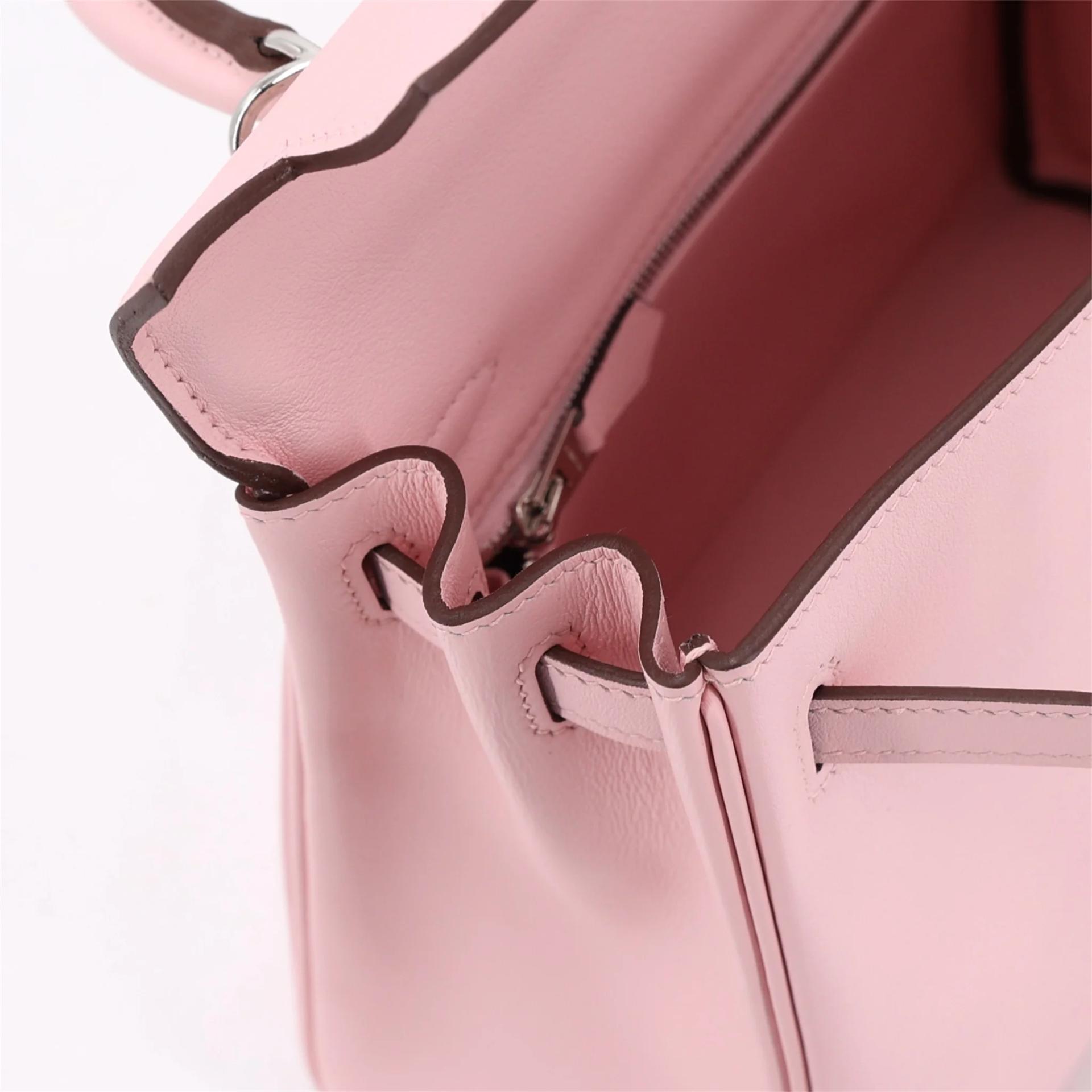 Unused ( Rank NS ) HERMÈS Kelly 25 Rose Sakura (3Q) Swift Palladium hardware W (2024) - 12
